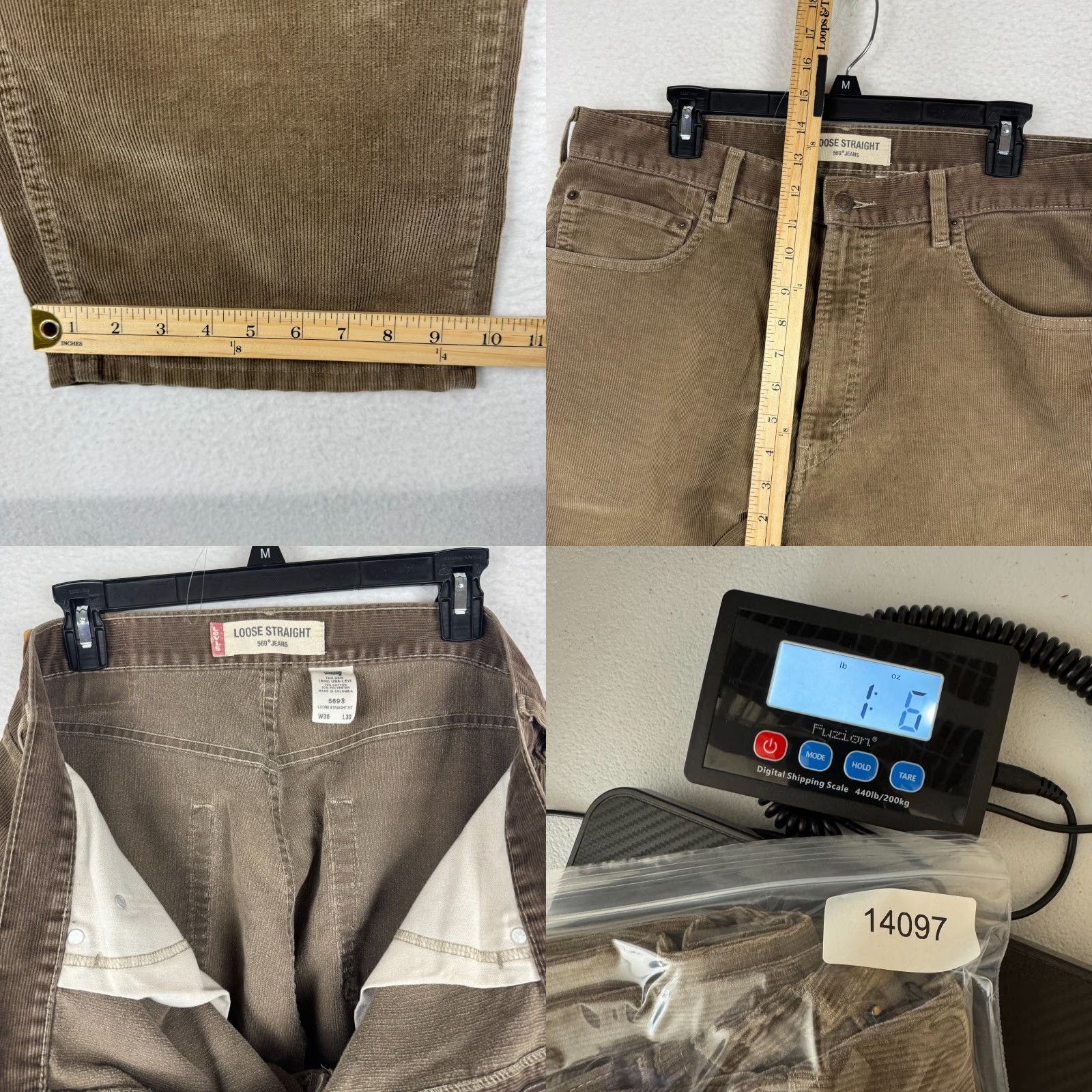 Levi's VINTAGE Levi's 569 Brown Corduroy Pants Mens 36x30 Relaxed Straight Fit Casual Khakis 5-Pocket Design Brown Corduroy Levi's 569 Mens 36 30 Size US 36 / EU 52 - 8 Thumbnail