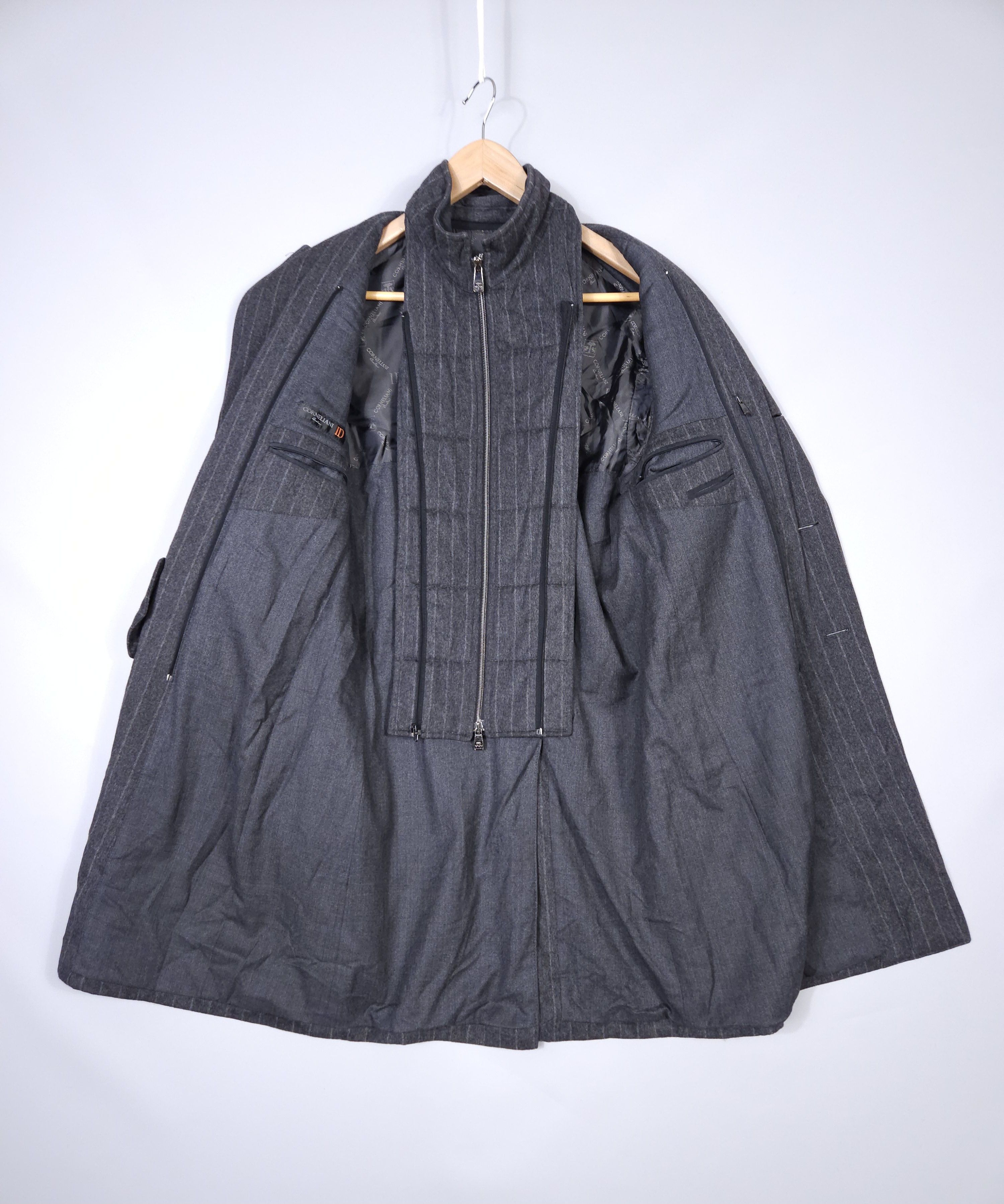 Corneliani Corneliani ID Wool Zip Coat Removable Vest Pinstripe Size US M / EU 48-50 / 2 - 5 Thumbnail