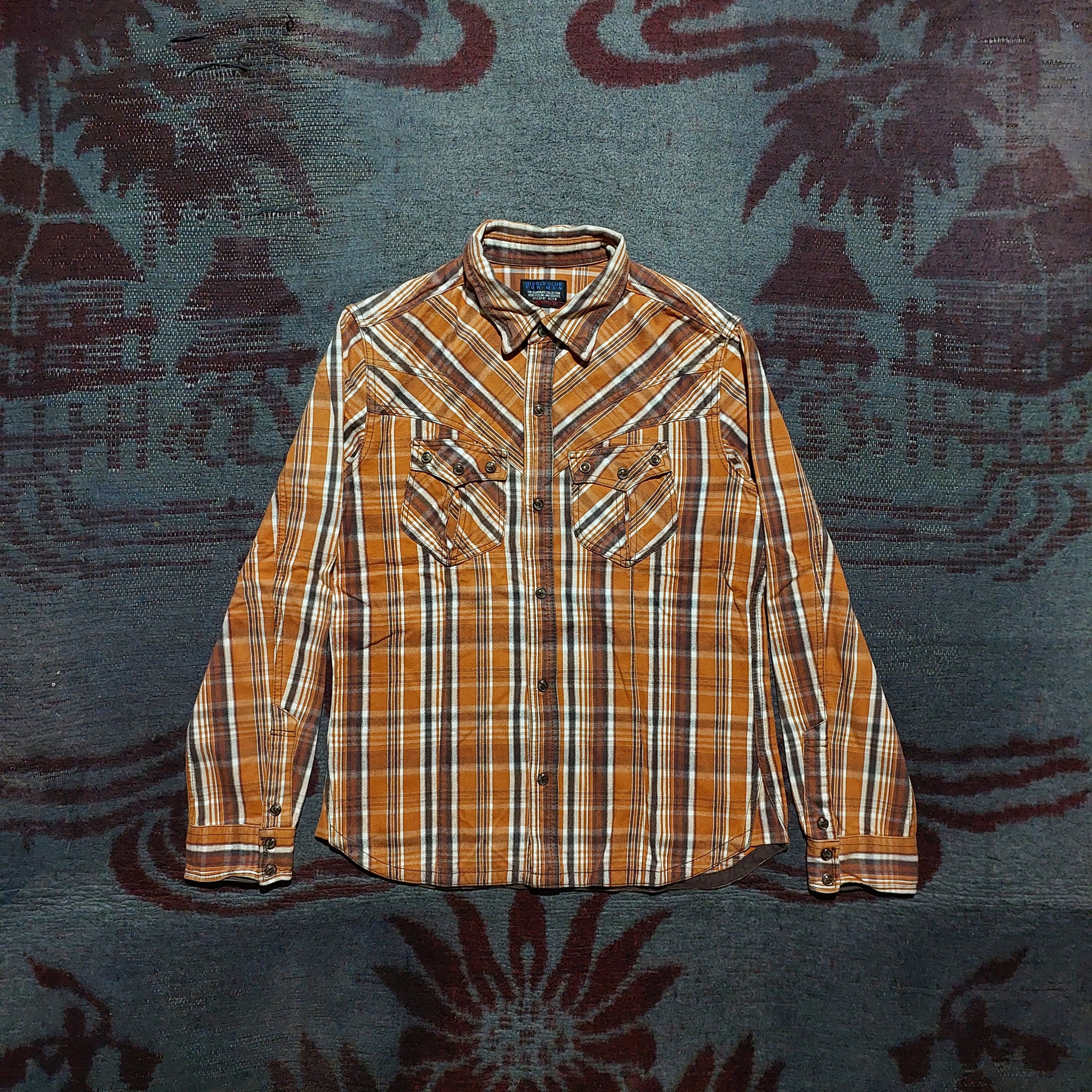 Nicole for men pearl buttons checkered Western shirt