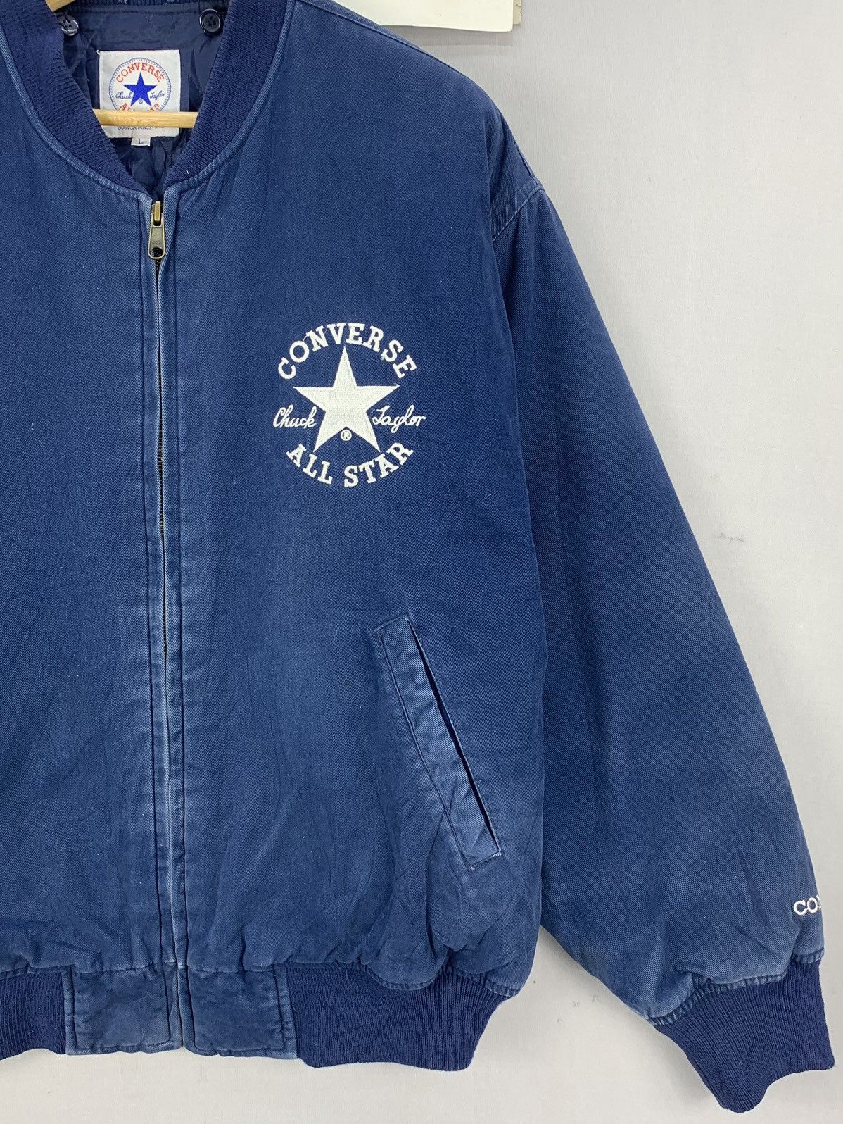 Converse Vintage 90s Era Converse All Star Embroidered Bomber Jacket Size US L / EU 52-54 / 3 - 8 Thumbnail
