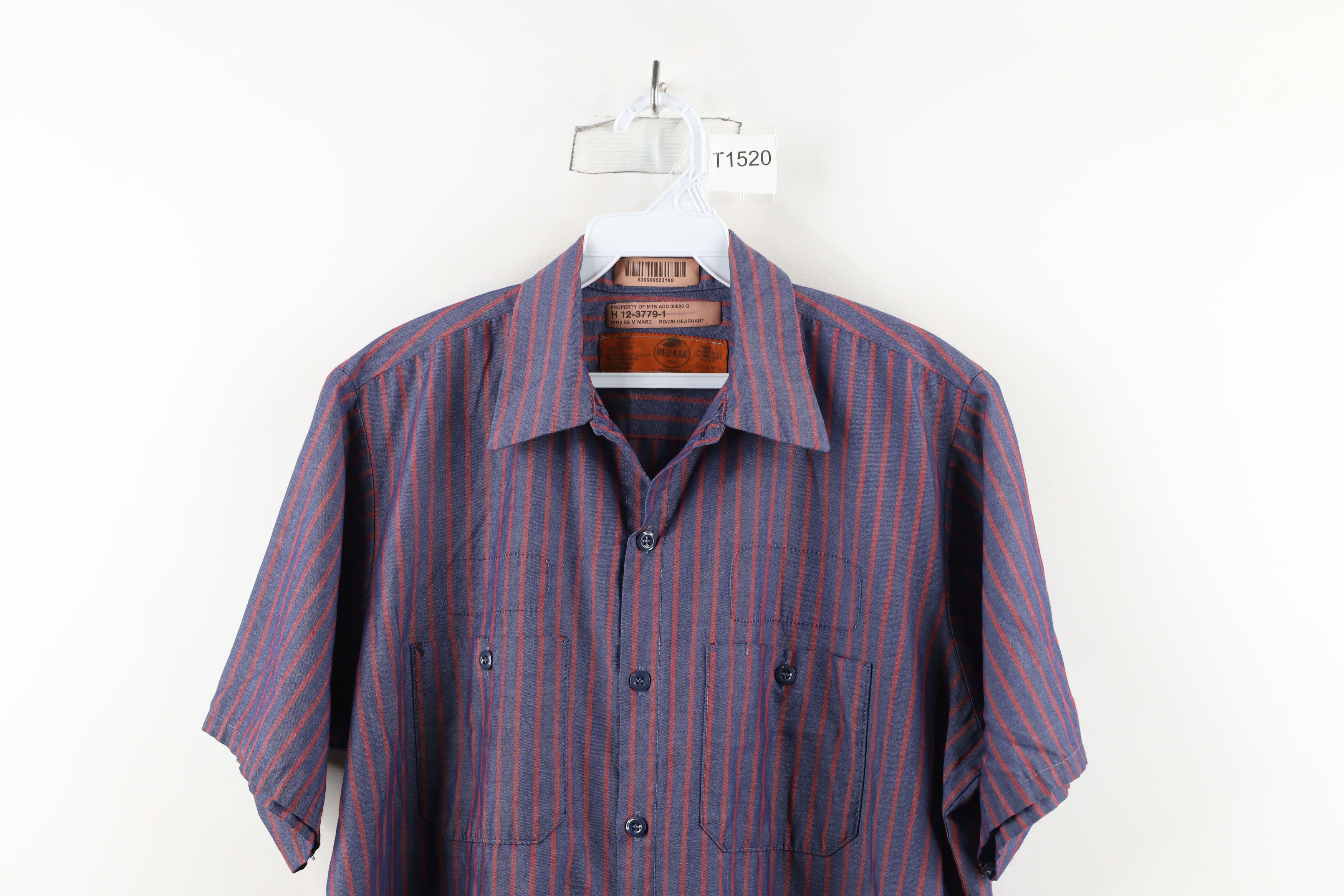 Vintage Vintage 90s Streetwear Striped Work Mechanic Button Shirt Size US M / EU 48-50 / 2 - 2 Thumbnail