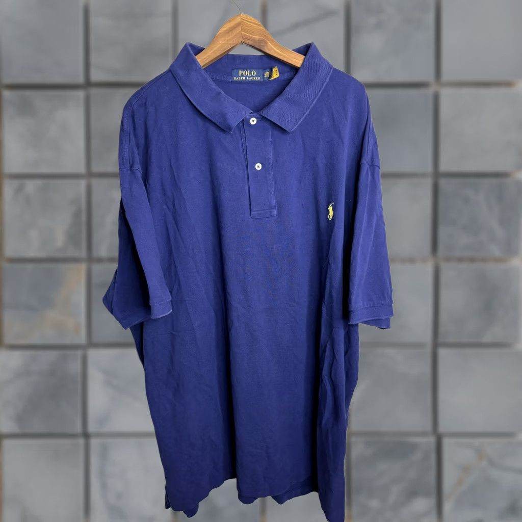 Polo Ralph Lauren VINTAGE Polo Ralph Lauren Polo Shirt Big 4X Blue Short Sleeve Pique Pony Mens Size US XXL / EU 58 / 5 - 1 Thumbnail
