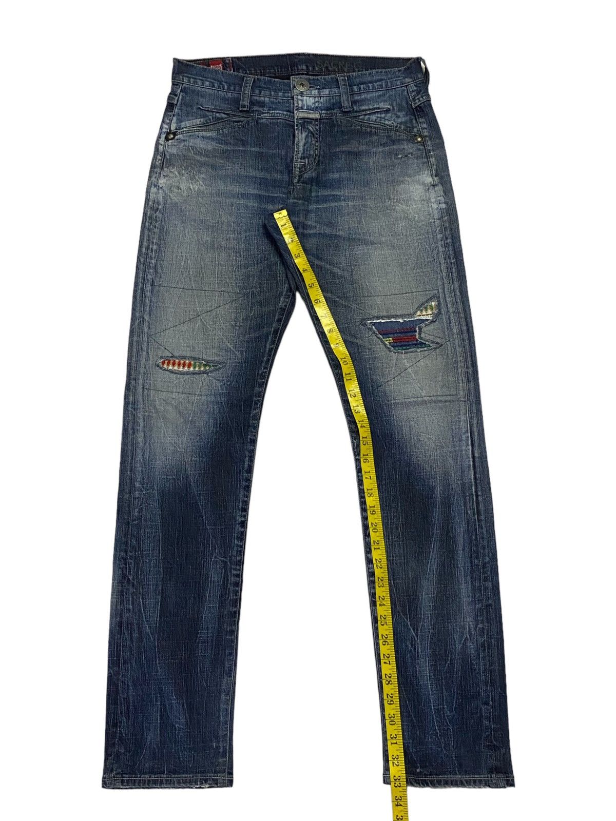 Marithe + Francois Girbaud Marithe Francois Girbaud Patchwork Ripped Distressed Denim Size US 32 / EU 48 - 7 Thumbnail