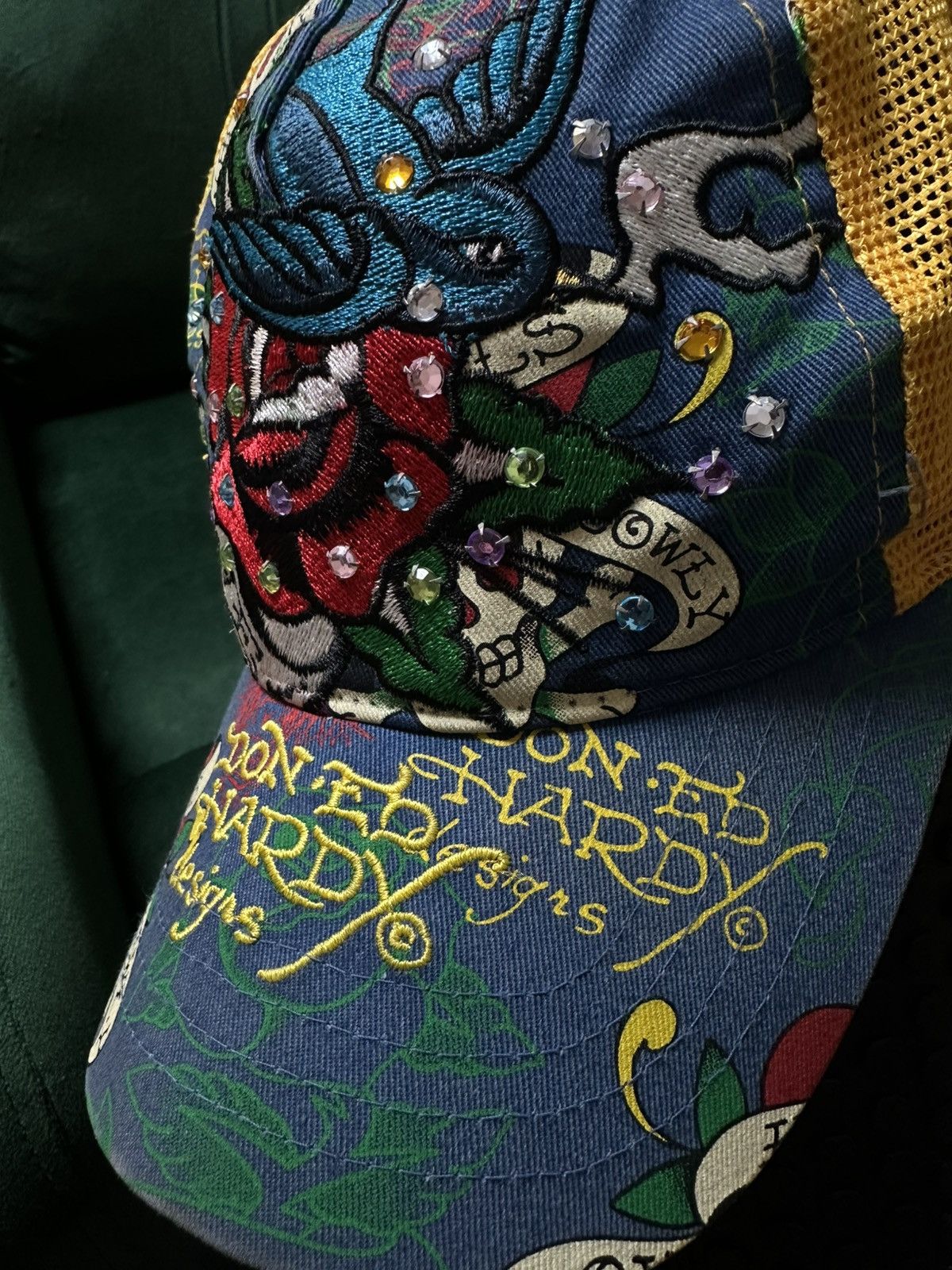 Ed Hardy Y2K) Ed Hardy Rhinestone Limited Design Hat Size ONE SIZE - 1 Thumbnail