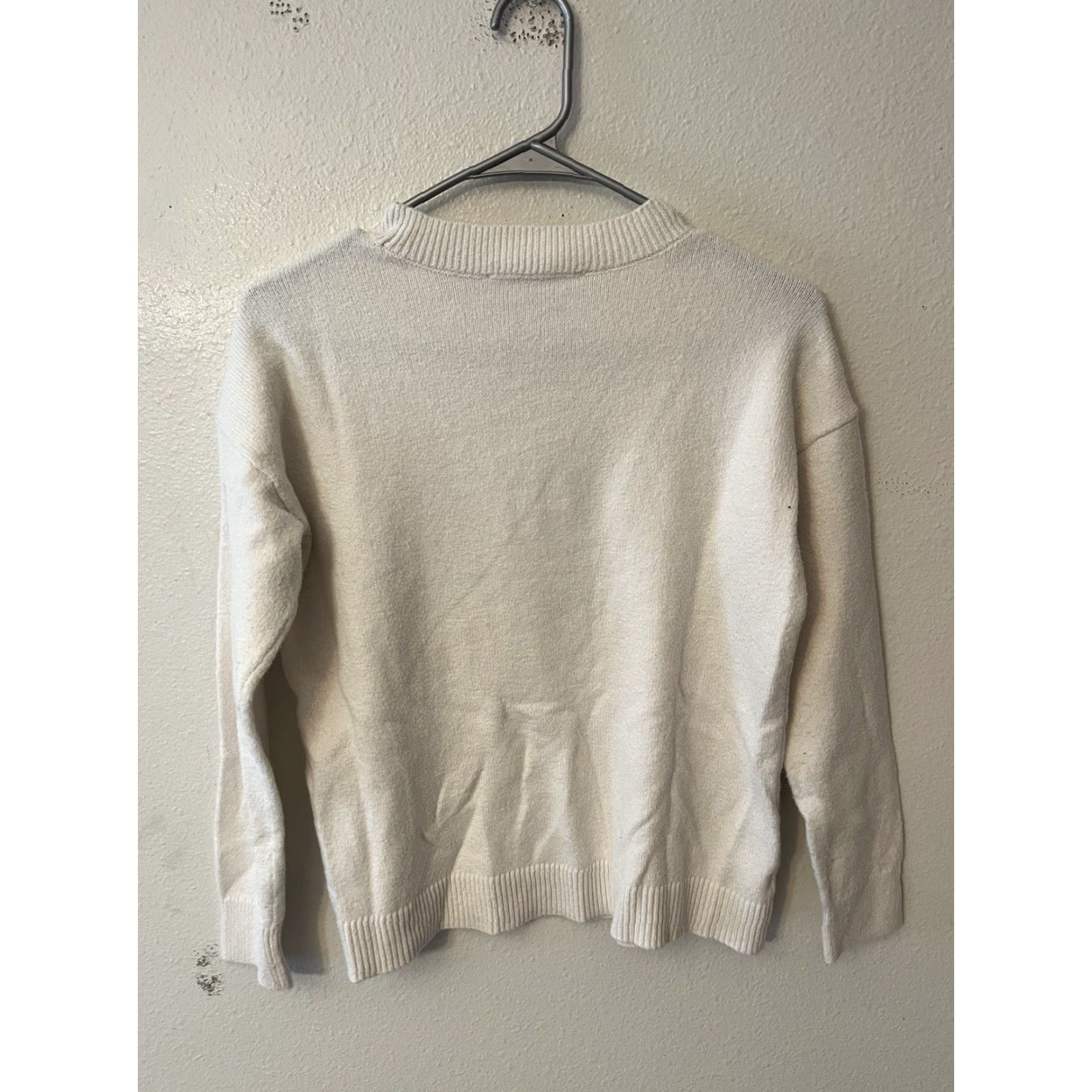 Loft LOFT Outlet Women Pullover Sweater XS White Solid Casual Cozy Crew Cotton Size XS / US 0-2 / IT 36-38 - 3 Thumbnail