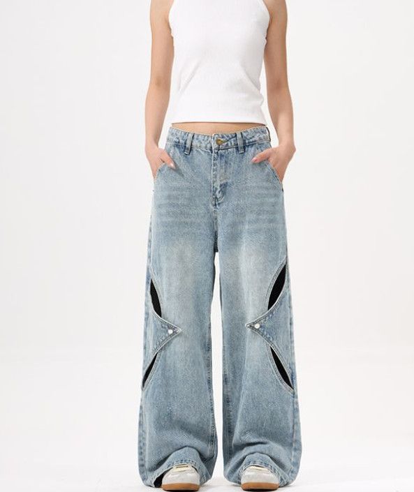 Vintage American-style patchwork baggy ripped jeans for men Size US 32 / EU 48 - 1 Thumbnail