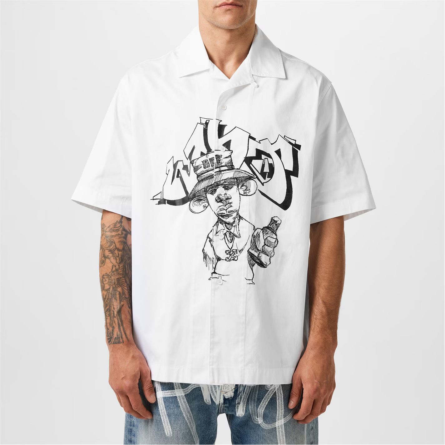 Off-White o1g2r1mq0326 Graphic Print Overshirt in White Size US S / EU 44-46 / 1 - 6 Thumbnail