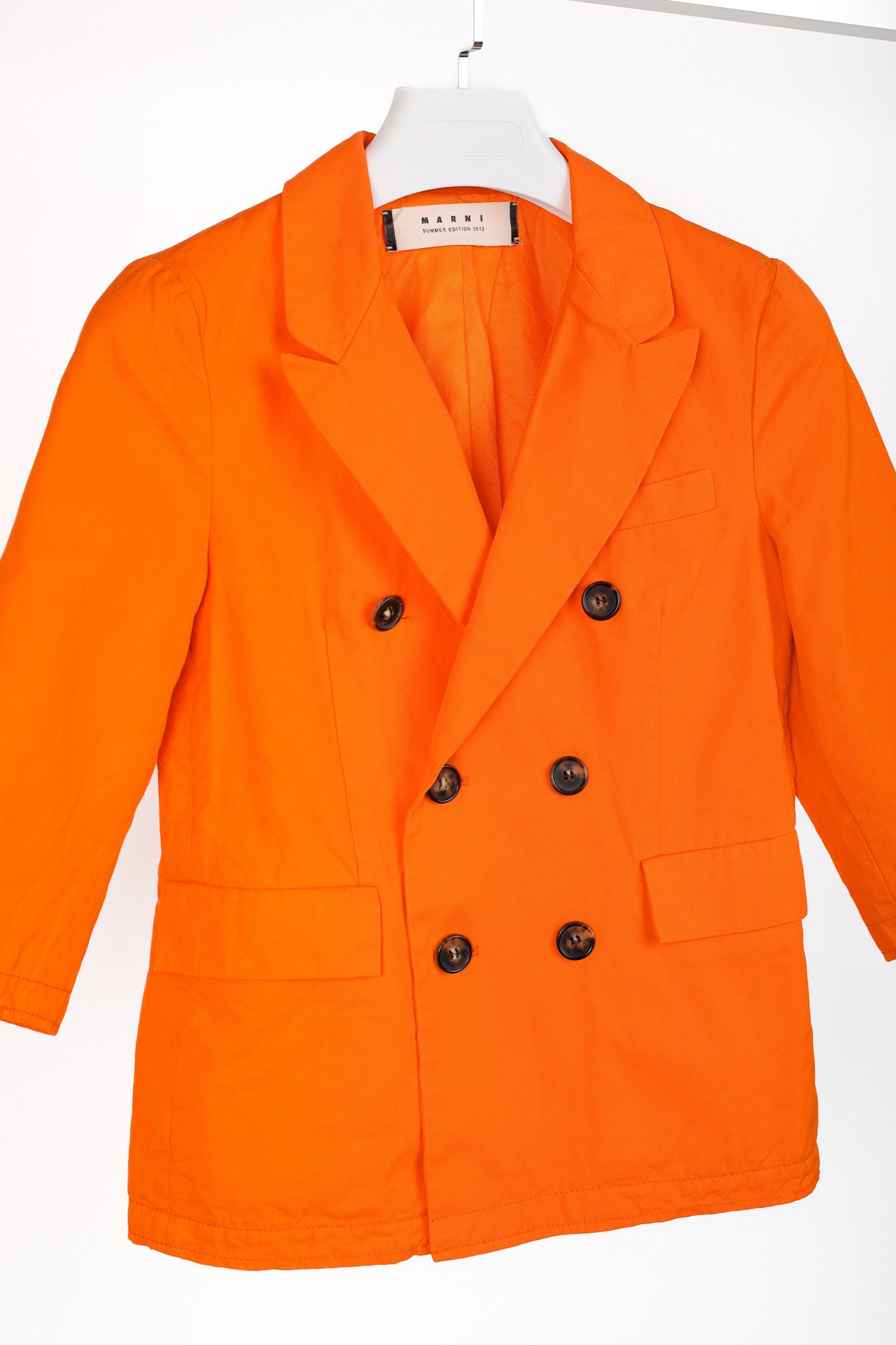 Marni Marni SS/12 Orange Cotton Double-Breasted Blazer Size XS / US 0-2 / IT 36-38 - 3 Thumbnail