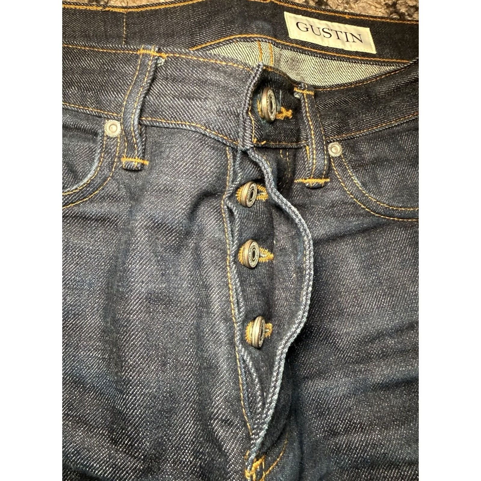 Gustin GUSTIN Jeans 32x34.5 Dark Blue #75 Japanese Selvedge Denim Slim 116699 Mens Regular Blue Size US 32 / EU 48 - 7 Thumbnail