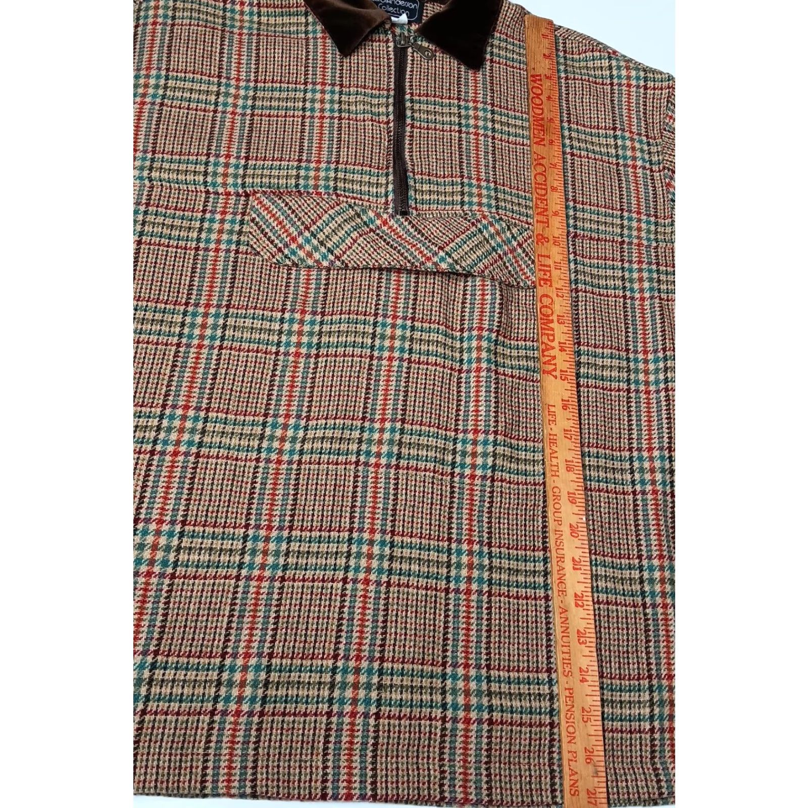 Vintage VINTAGE Carol Little Jacket M Wool Blend Pullover Brown Plaid 1/4 Zip Academia Womens Size M / US 6-8 / IT 42-44 - 4 Thumbnail