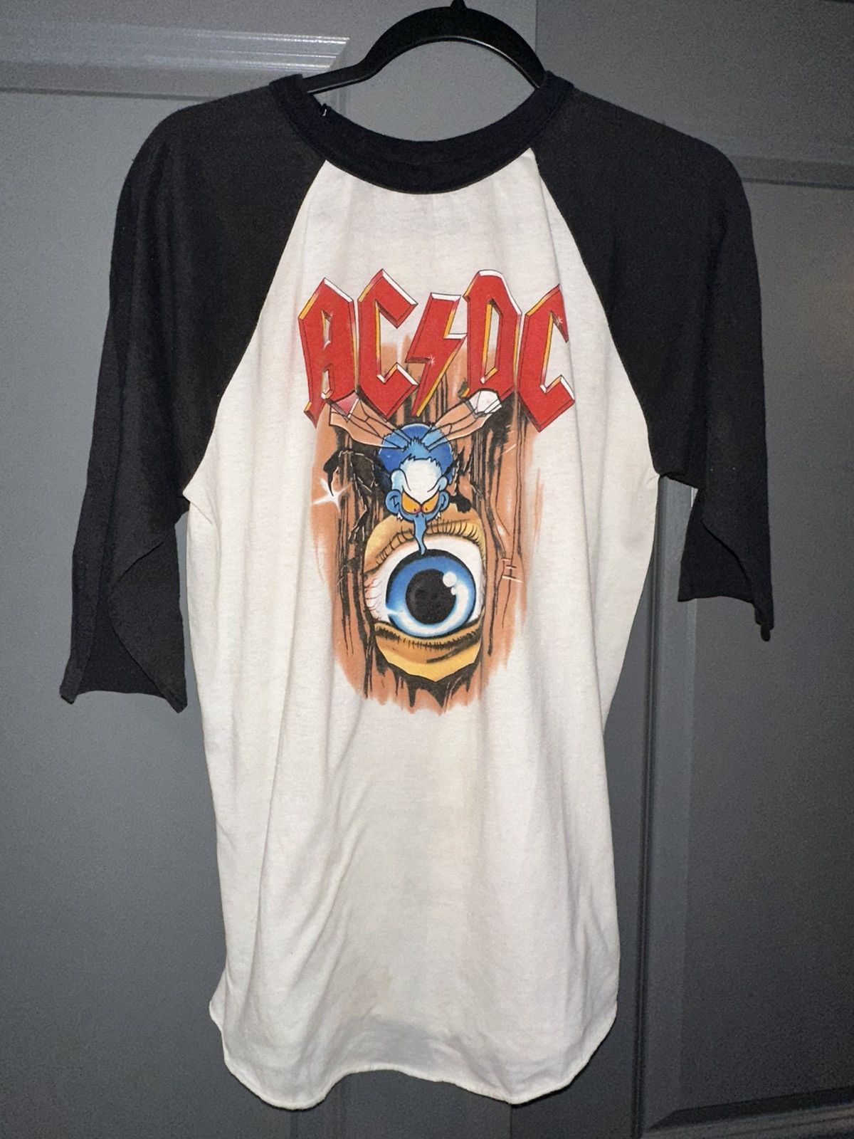 image of Band Tees Vintage Ac/dc Fly On The Wall 1985 Tour Concert Band Tee in White, Men's (Size XL)