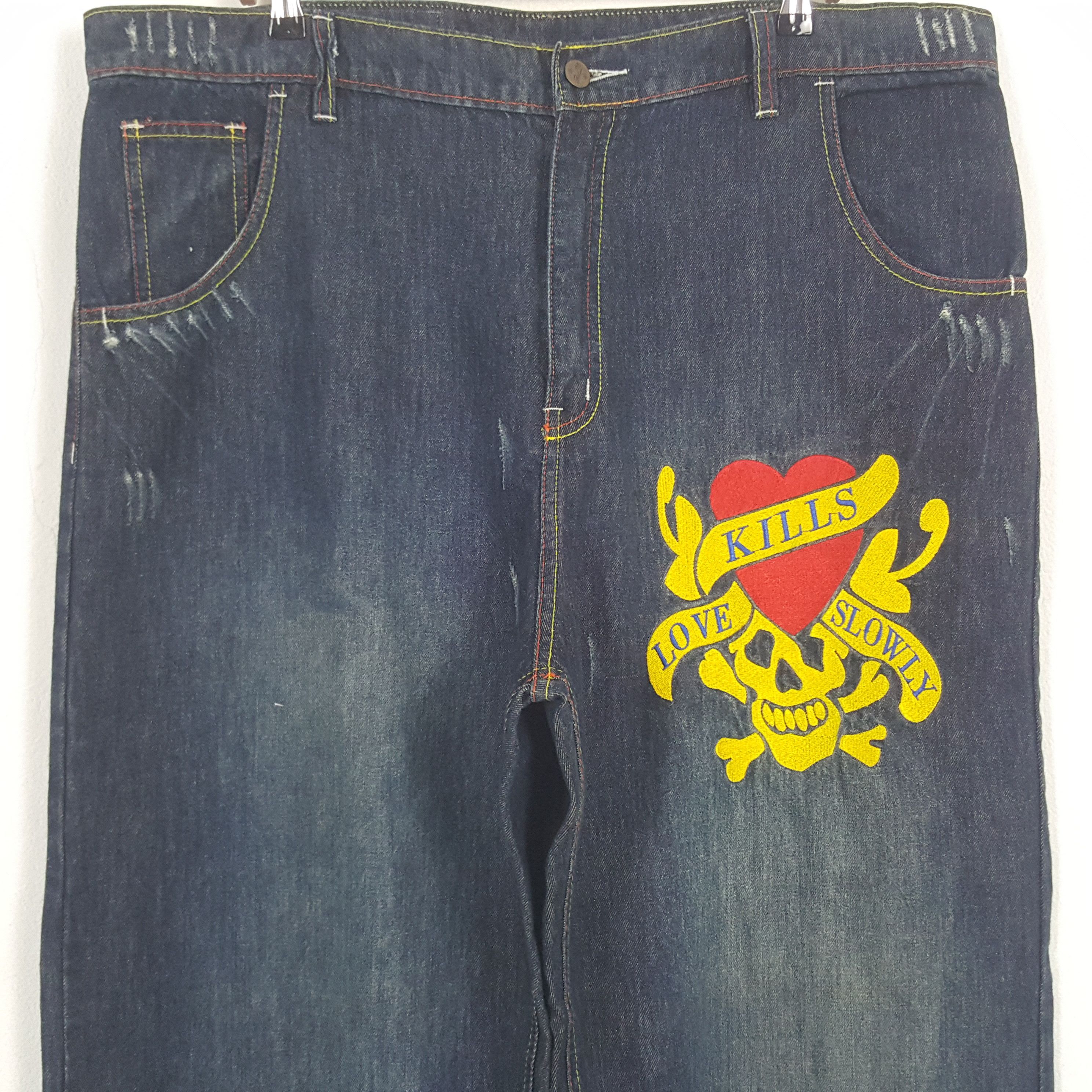 Ed Hardy × Vintage Vintage Ed Hardy Custom Spell Out Art Denim Jeans Size US 43 - 5 Thumbnail