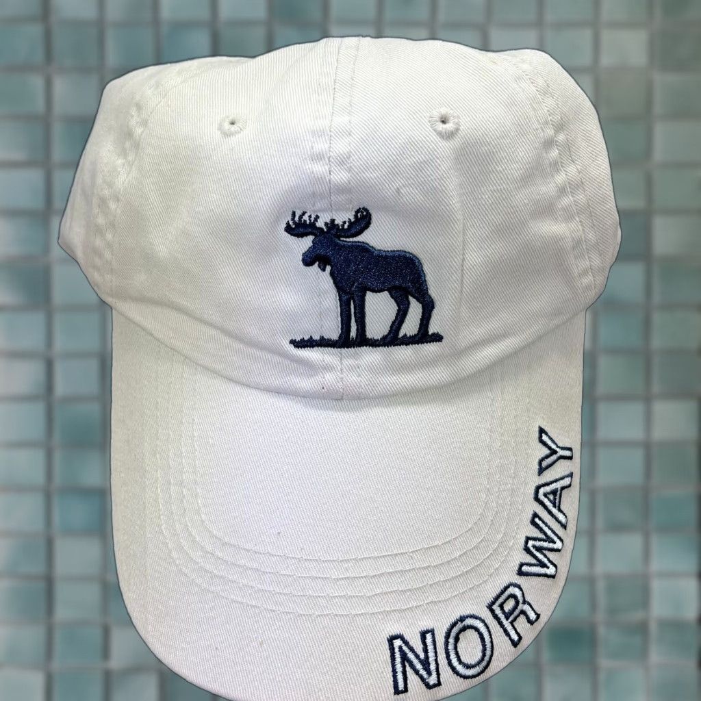 Vintage NORWAY MOOSE NORGE Embroidered Hat, Tan Blue Adjustable, CLEAN - Men Baseball Cap, Beige/Cotton, One Size Size ONE SIZE - 1 Thumbnail