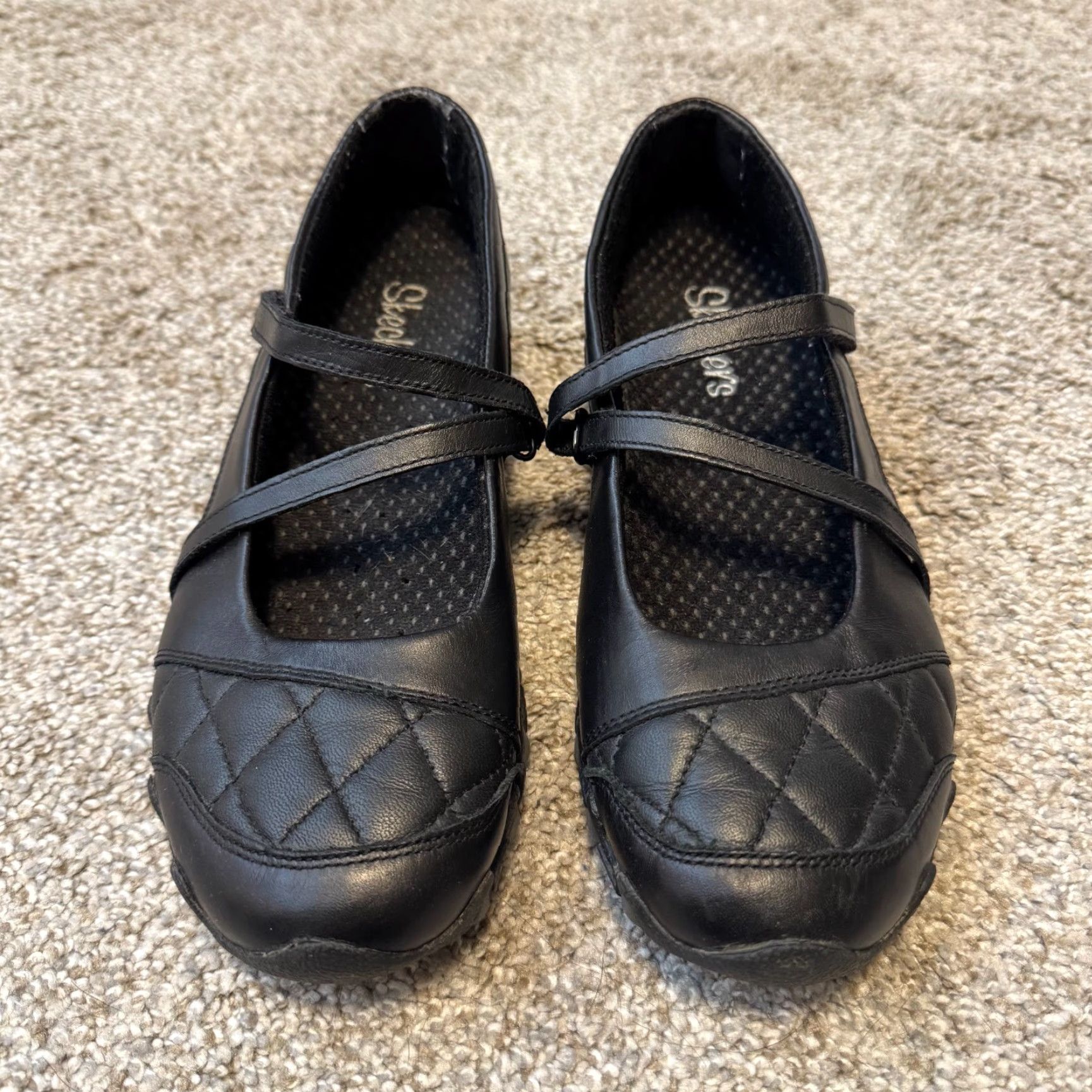 SKECHERS VINTAGE Sketchers Black Leather Ballet Mary Jane Flats 6.5 Quilted Gorpcore Women Shoes Flat Mary Jane Size US 7 / IT 37 - 2 Thumbnail