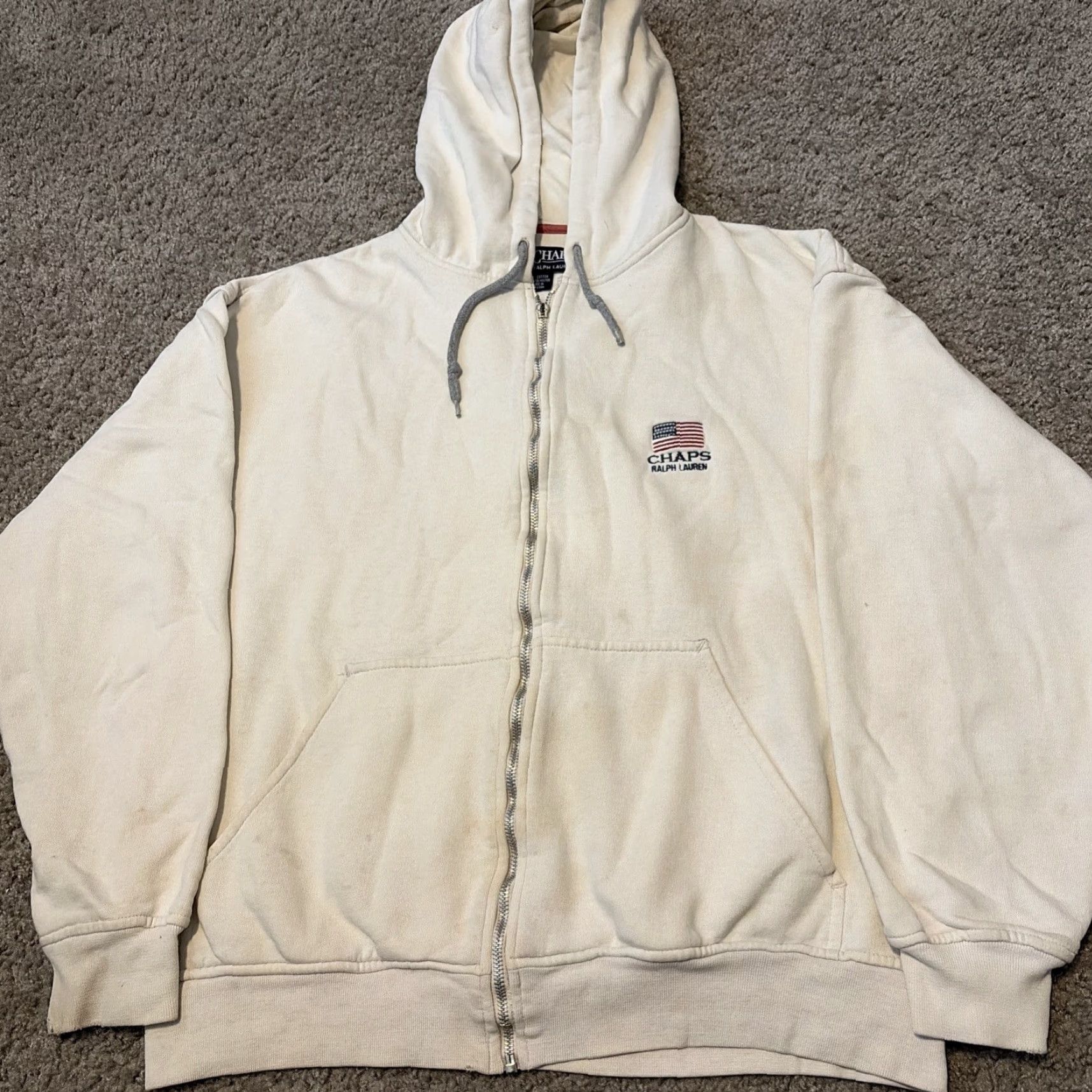Chaps Chaps Ralph Lauren USA Flag White Full Zip Hoodie Sweatshirt M Unisex Adults Medium Hoodie USA Flag White Full Zip Mens Womens Size US M / EU 48-50 / 2 - 6 Thumbnail