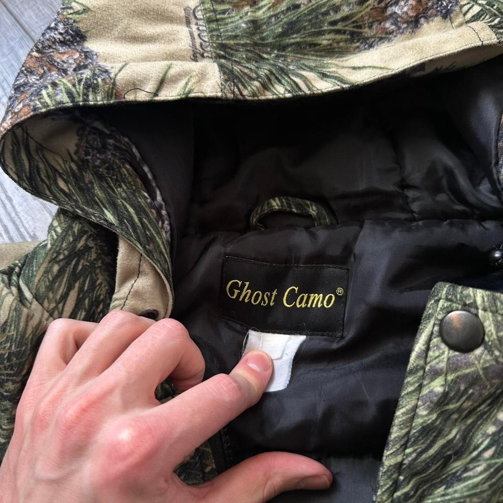 Vintage Vintage 90s Camo Fleece Puffer Zip Up Hooded Work Jacket Size US XL / EU 56 / 4 - 7 Thumbnail
