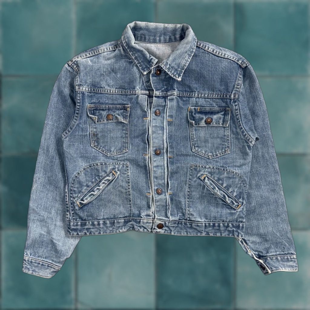 VINTAGE Penneys Selvedge Denim Jacket Blue Size M 1960s Rockabilly Mens