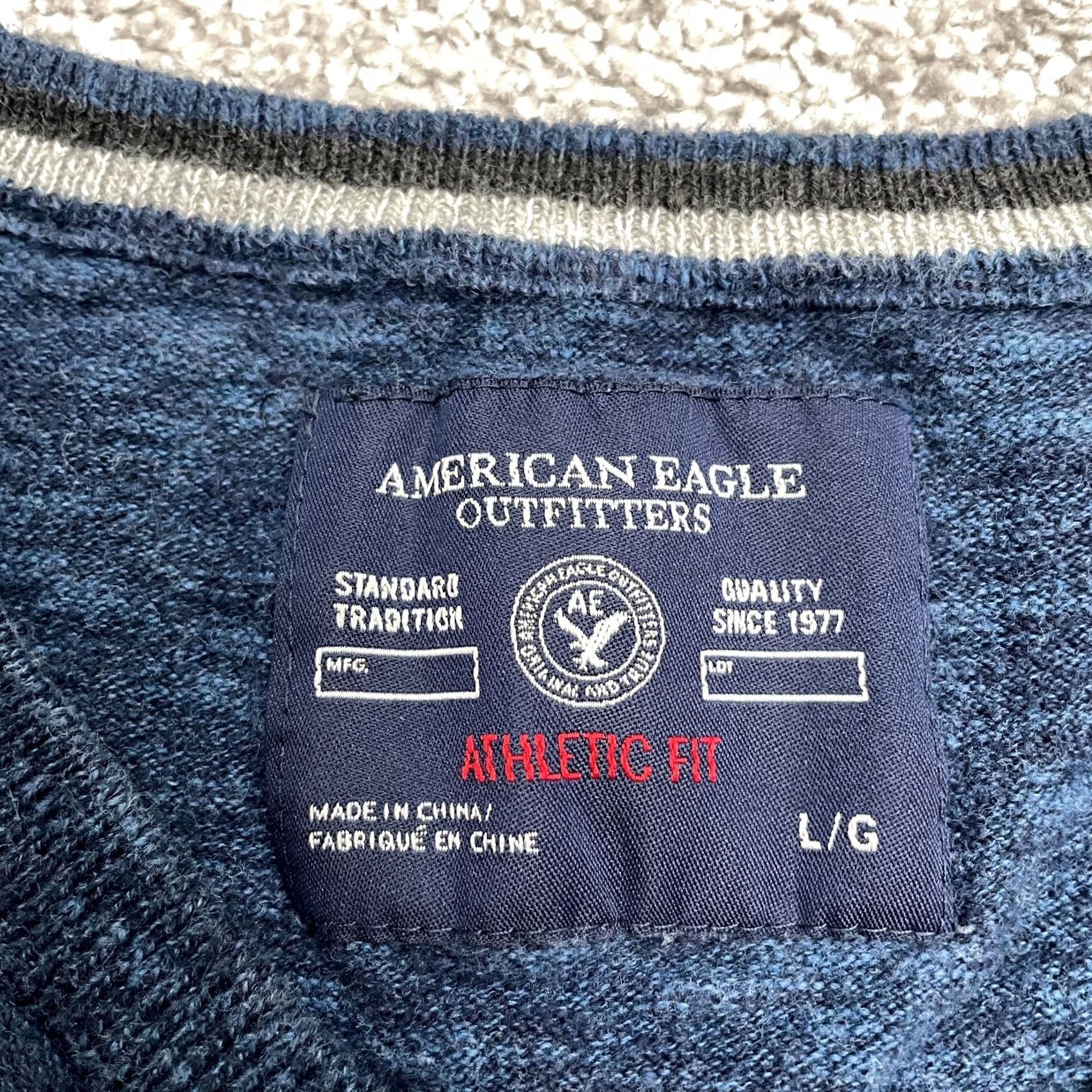 American Eagle Outfitters American Eagle Outfitters Sweater Men Large Blue Athletic Fit V-Neck Cotton Knit Pullover Size US L / EU 52-54 / 3 - 5 Thumbnail