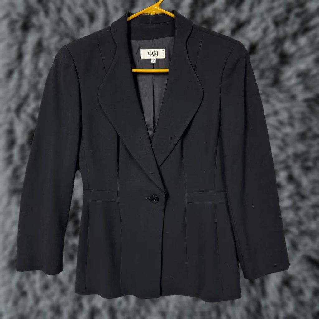 Vintage VINTAGE Mani Blazer Women's 10 Wool Tuxedo Blazer Black Tailored Office Workwear 90s/Retro Ladies Mens? Size L / US 10 / IT 46 - 1 Thumbnail