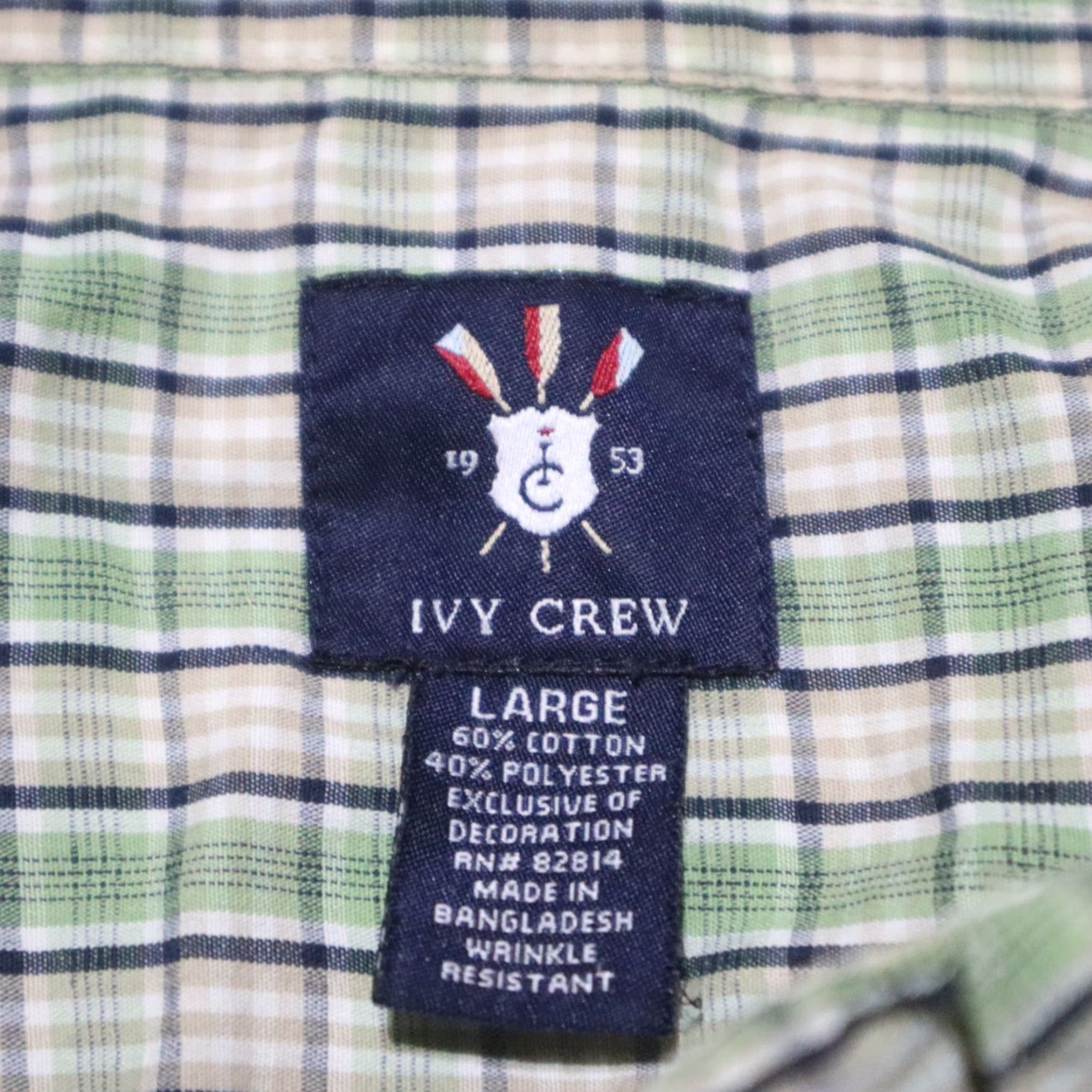 Vintage Ivy Crew Shirt Mens L Green Plaid Checkered Button-Down Short Sleeve Vintage No Size US L / EU 52-54 / 3 - 3 Thumbnail