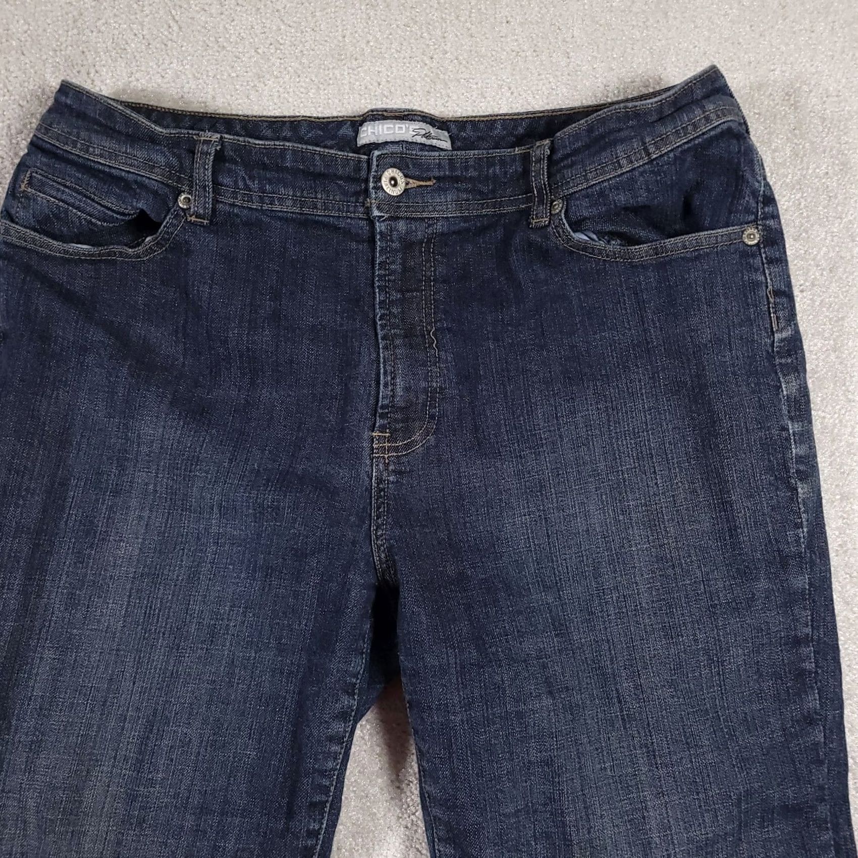 Vintage Chico'S Platinum Jeans Womens 2 US Large 14 Mid-Rise Denim 34X27 Straight Leg - Vintage - Blue Size 24" / US 00 / IT 34 - 3 Thumbnail