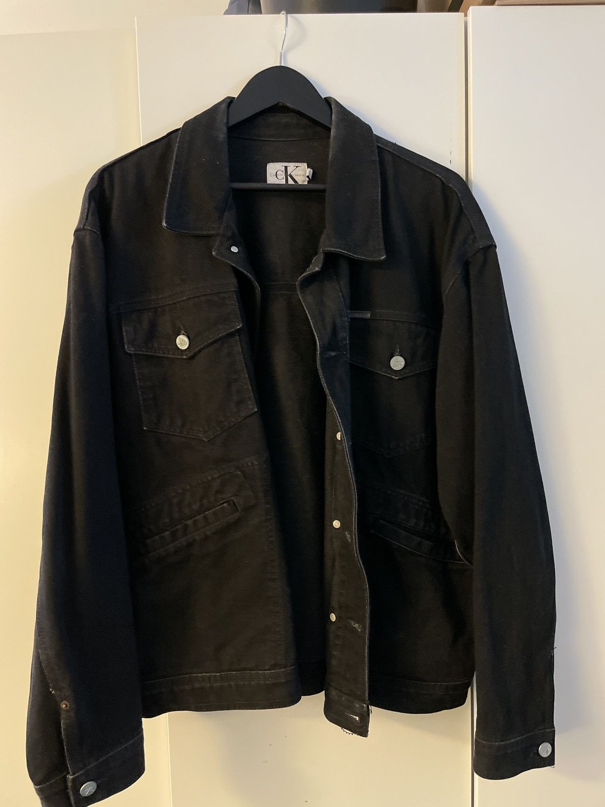 image of Vintage 90's Calvin Klein Jeans Jacket in Black, Men's (Size XL)