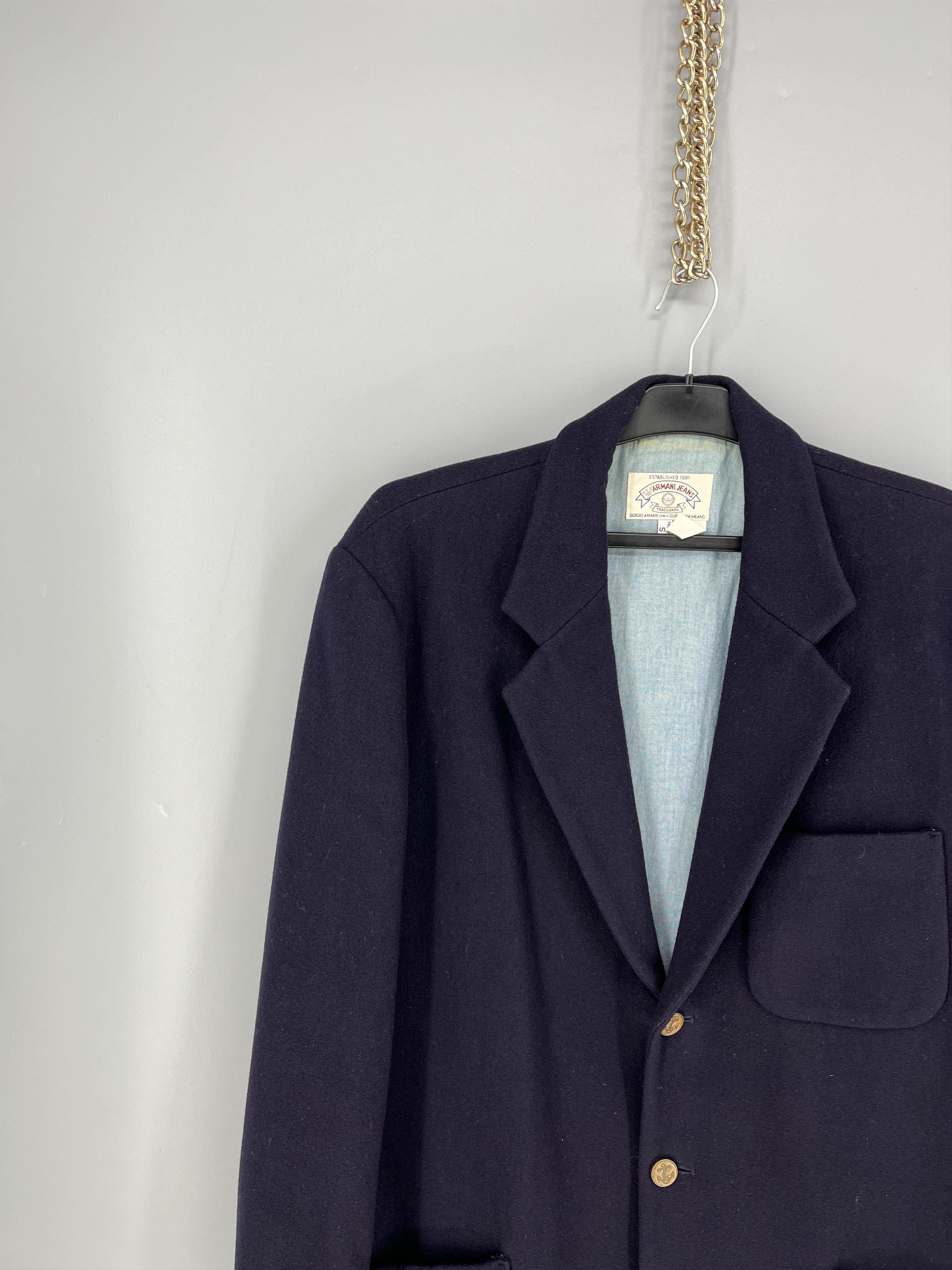 Giorgio Armani Vintage 90S Armani Jeans Navy Wool Coat Large Size 38S - 4 Thumbnail