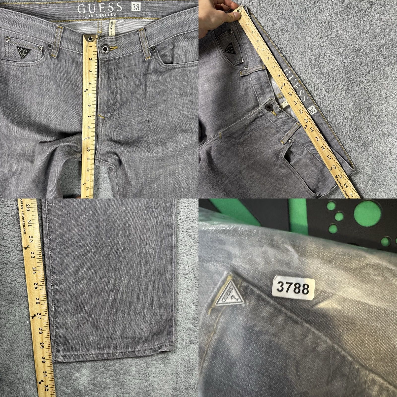 Guess VINTAGE Guess Lincoln Jeans 38x30 Premium Slim Straight 90s Raw Wash Jeans Mens Regular 38 Gray Size US 38 / EU 54 - 9 Thumbnail