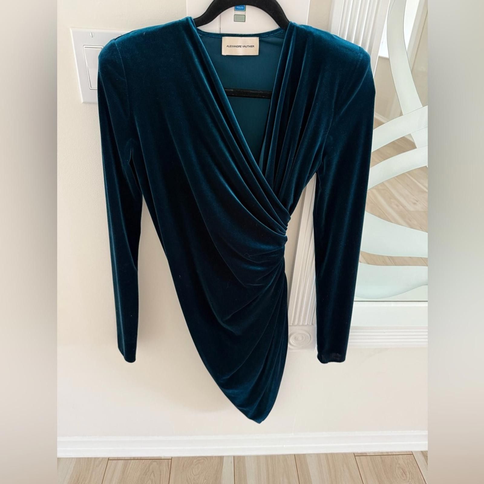 Other Alexandre Vauthier Deep-V Velvet Dress in Rich Blue Size M / US 6-8 / IT 42-44 - 2 Thumbnail
