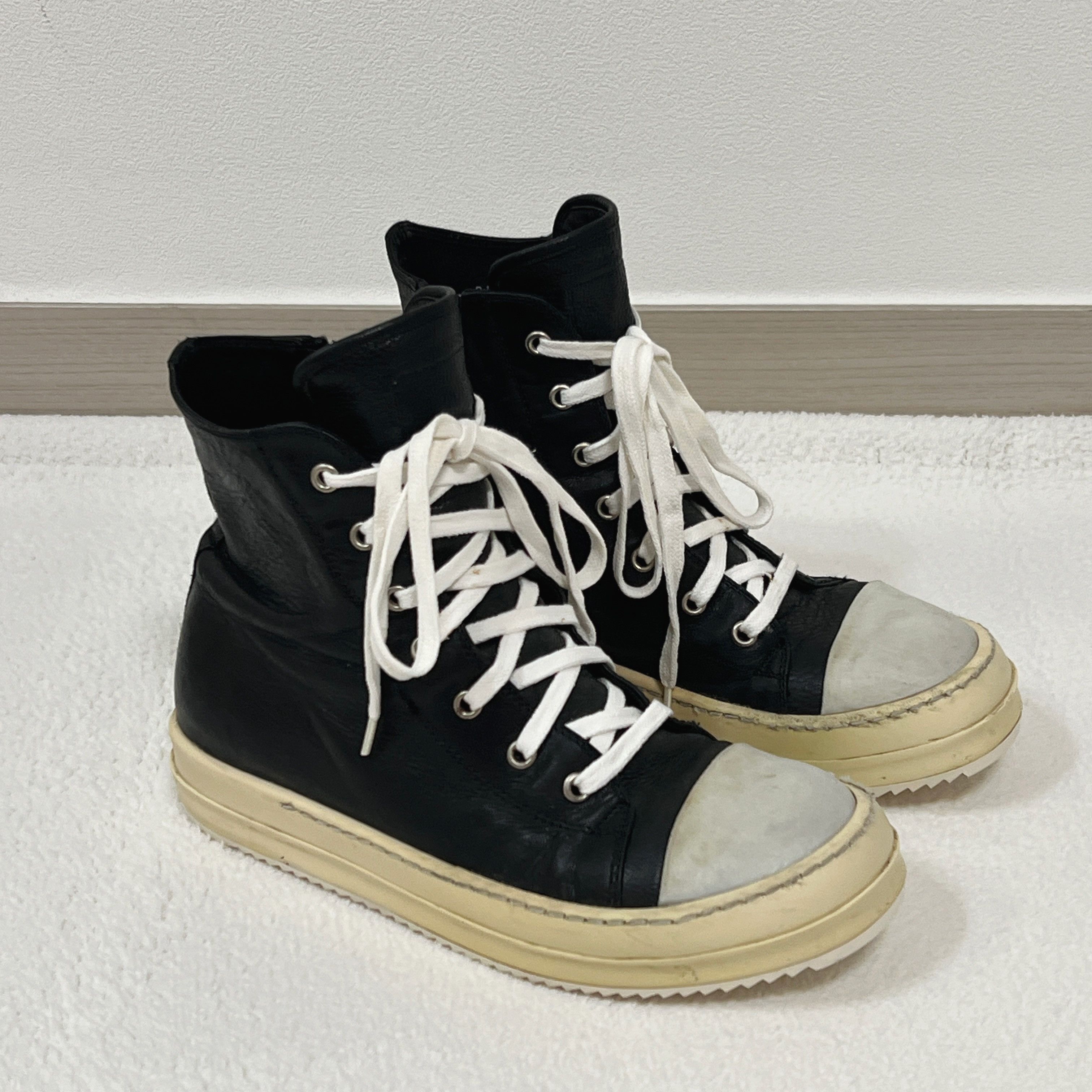 Rick Owens Rick Owens SS12 SCARPE IN PELLE SNEAKERS BLACK/WHITE Size US 5.5 / EU 38 - 2 Thumbnail