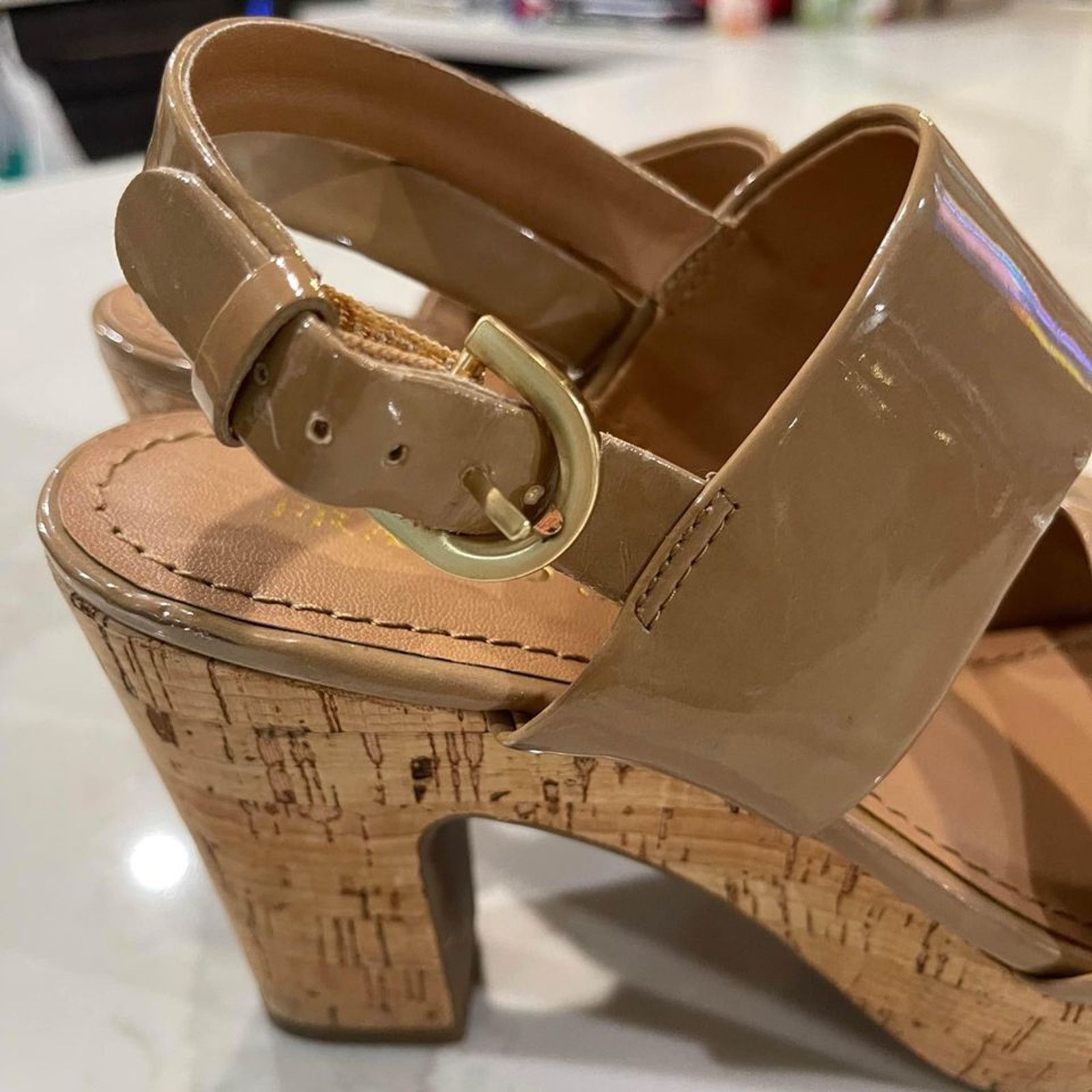 Franco Sarto Franco Sarto Nude Cork Block Heels Strappy Ankle Women's 6.5 Size US 6.5 / IT 36.5 - 6 Thumbnail