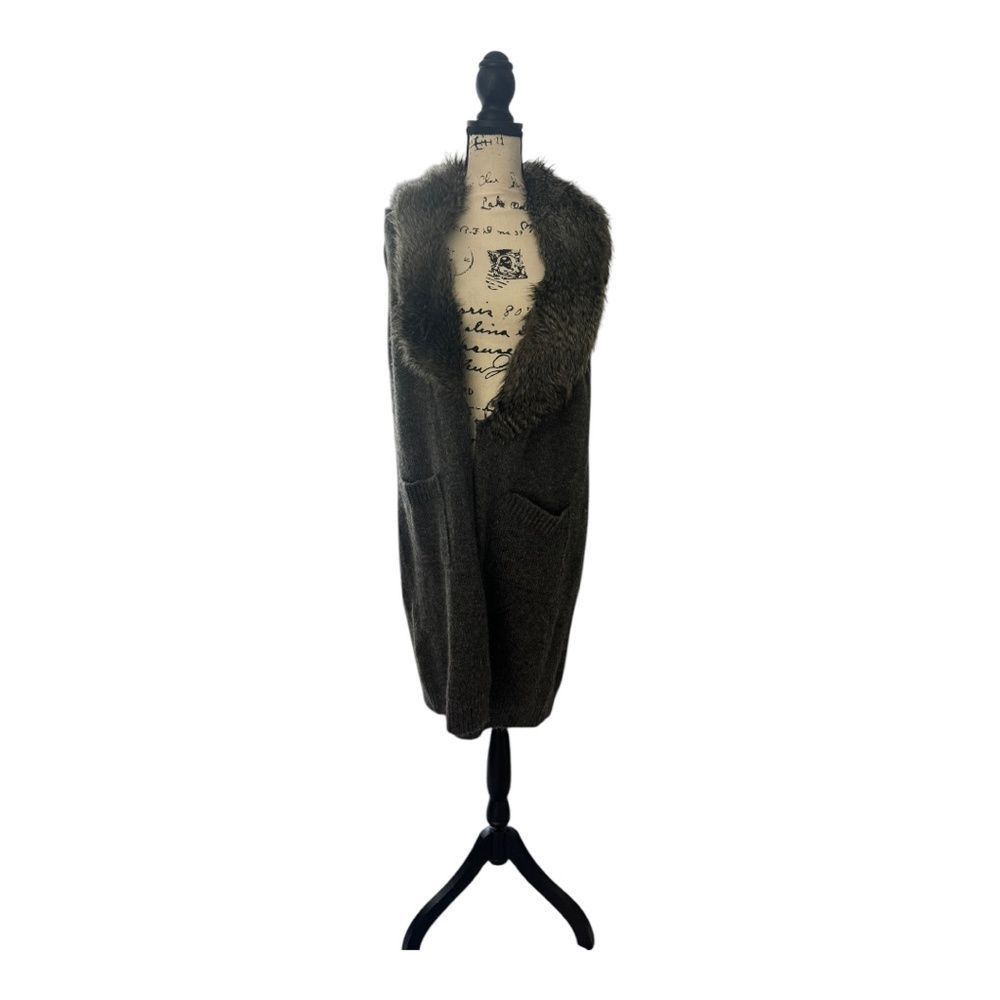 Other Atmosphere SZ L fur collar long sleeveless sweater vest Size L / US 10 / IT 46 - 3 Thumbnail