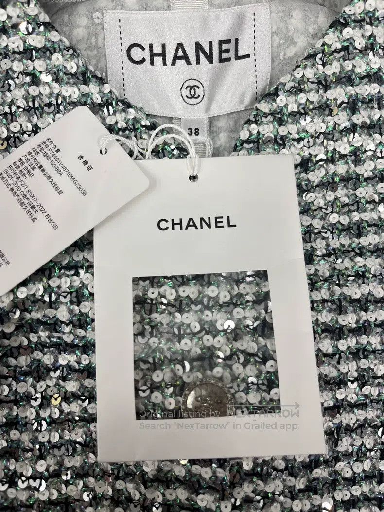Chanel Chanel 23P green and silver heavy industry sequin jacket Size XS / US 0-2 / IT 36-38 - 4 Thumbnail