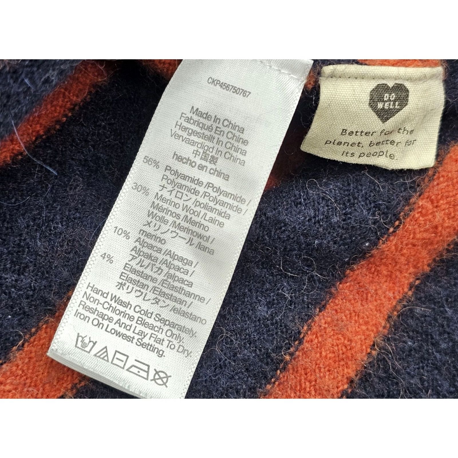 Madewell Madewell Cardigan Sweater Women M Blue Orange Wool Alpaca Knit Pullover Mock Neck Pockets Striped Bohemian Classic Retro Fall Spring Winter Size M / US 6-8 / IT 42-44 - 4 Thumbnail