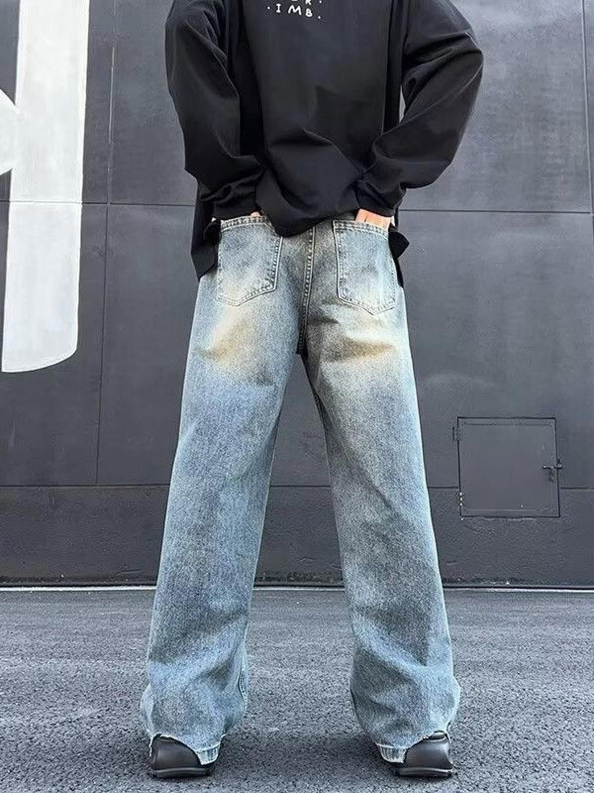 Vintage Washed Blue Loose Straight Wide Leg Denim Jeans Size US 28 / EU 44 - 4 Thumbnail