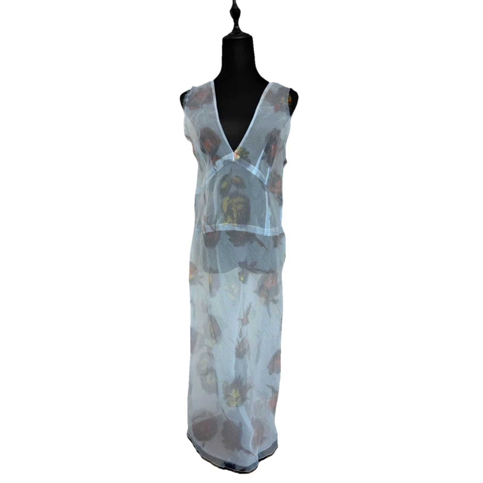 Zara Nwt Zara Dress Midi Short Sleeve No Pattern V Neck Blue Knit Midi Dress Size M - Zara Women MIDI Dress Blue/Multi 90s/Event/Party Womens Size 32" / US 10 / IT 46 - 7 Thumbnail