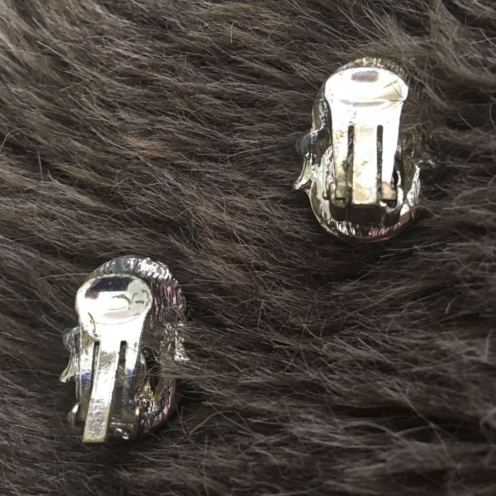 Vintage Vintage 60s brown marble silver tone clip earrings Size ONE SIZE - 3 Thumbnail