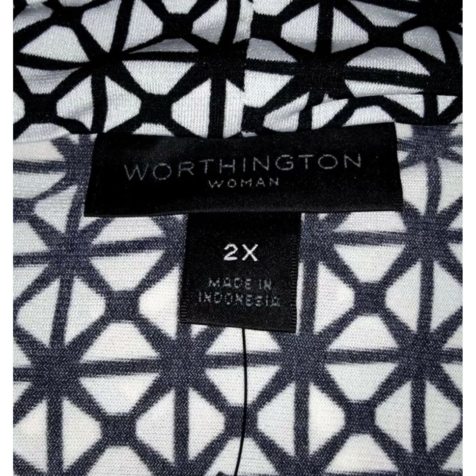 Worthington Worthington top Womens 2X Black/White sleeveless cowl neck ruched NWT Blouse Size XXL / US 16-18 / IT 52-54 - 5 Thumbnail