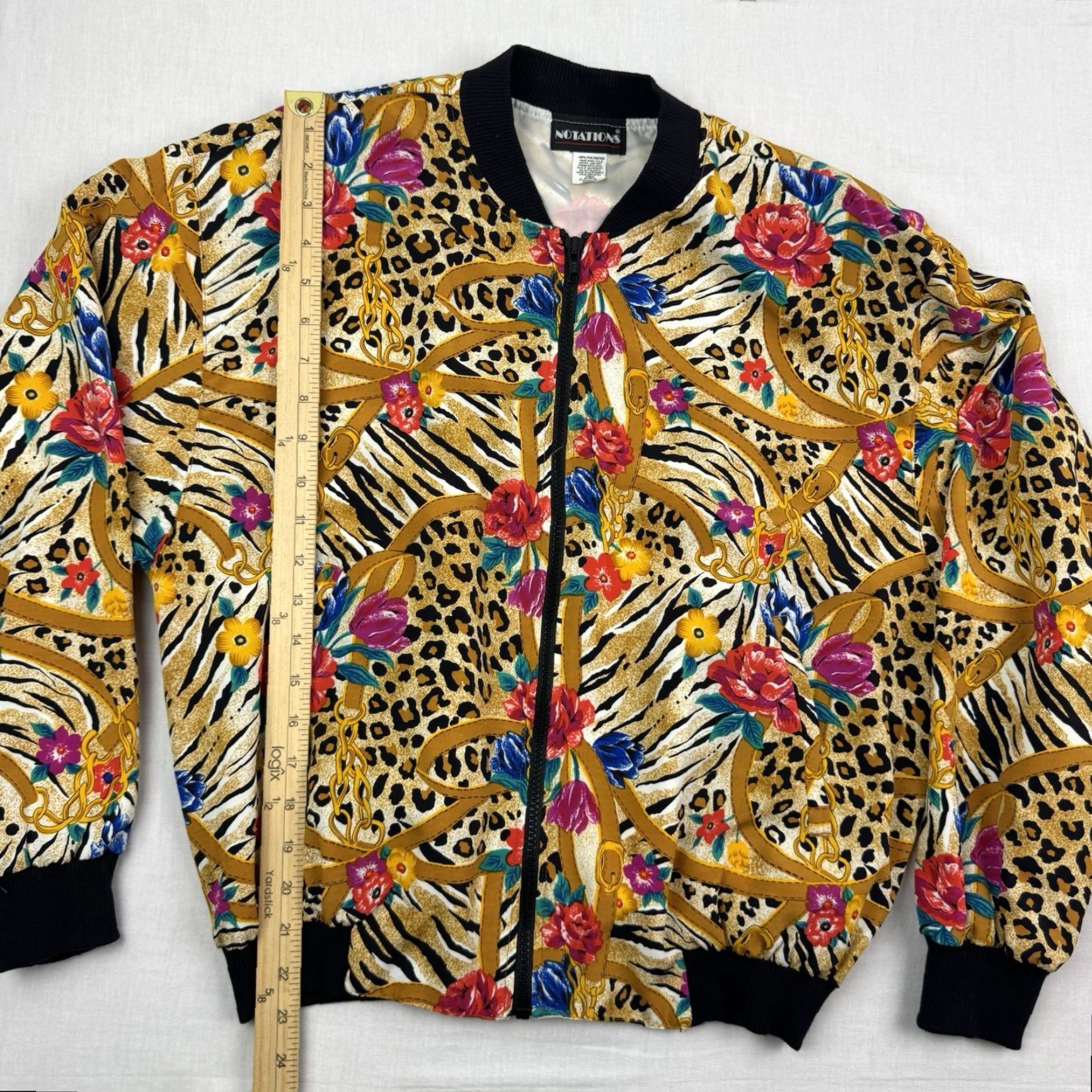 Vintage Vintage Notations Satin Jacket Womens Small All Over Print Full Zip Classic 80s Size S / US 4 / IT 40 - 7 Thumbnail