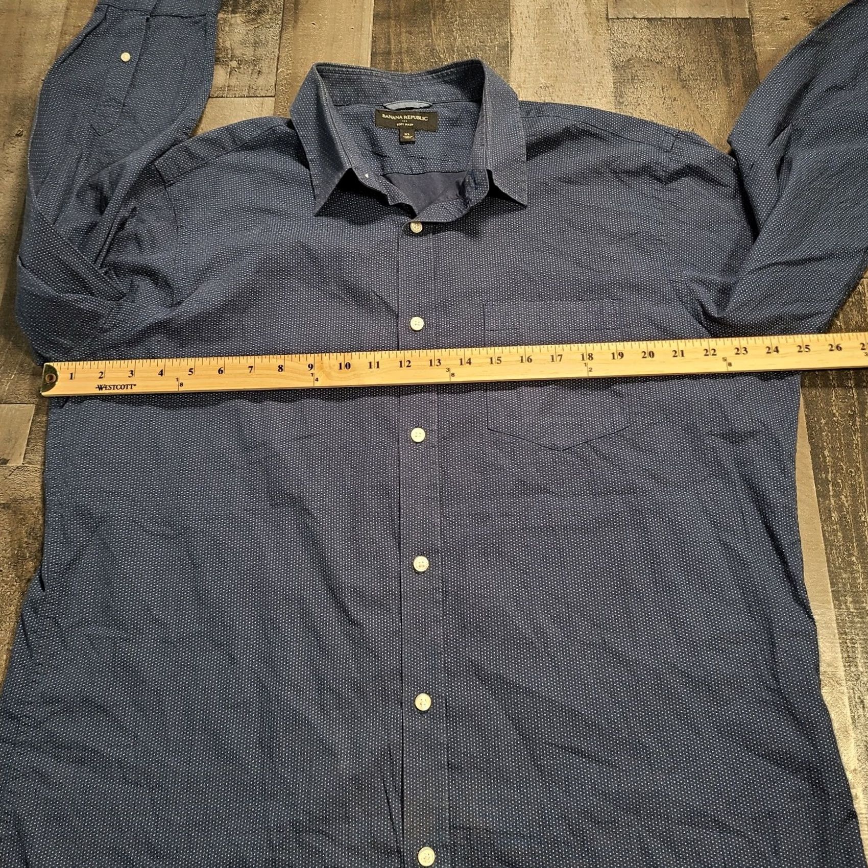 Banana Republic Banana Republic Shirt Mens XL Button-Up Blue Polka Dot Long Sleeve Regular Fit Size US XL / EU 56 / 4 - 6 Thumbnail