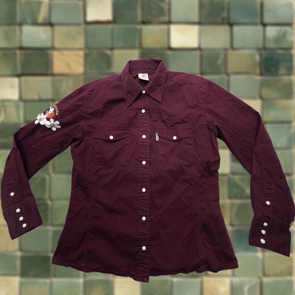Carhartt Carhartt Shirt Size Medium Red Montana Logo Western Y2K Cowgirl Button-Up Long Sleeve Size M / US 6-8 / IT 42-44 - 1 Thumbnail
