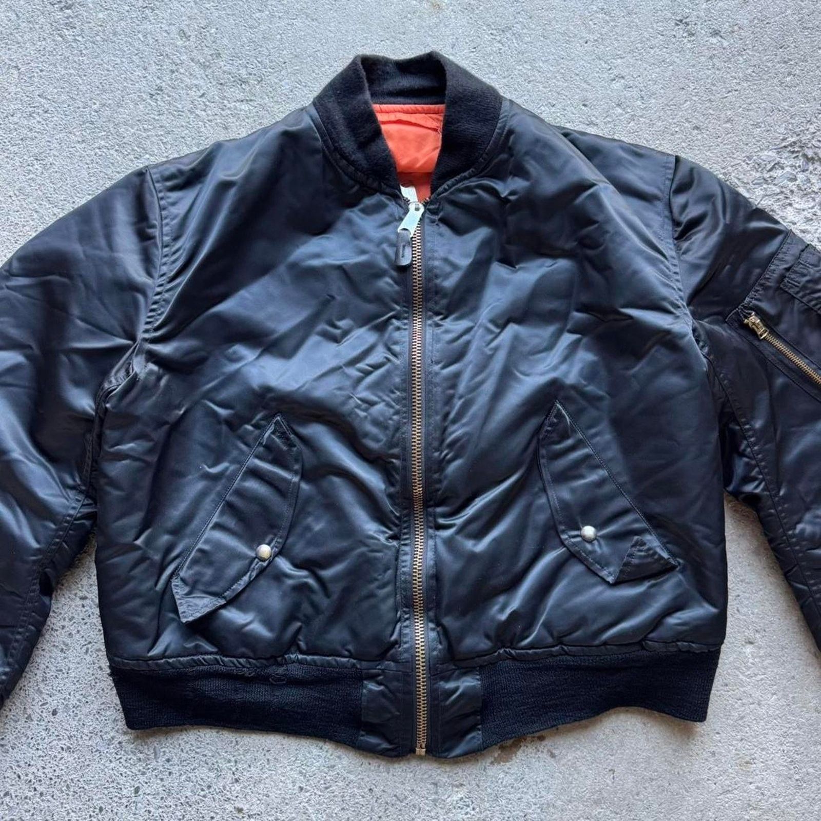 Vintage Vtg Black MA-1 Reversible Bomber Jacket Greenbriar Ind Size US L / EU 52-54 / 3 - 2 Thumbnail