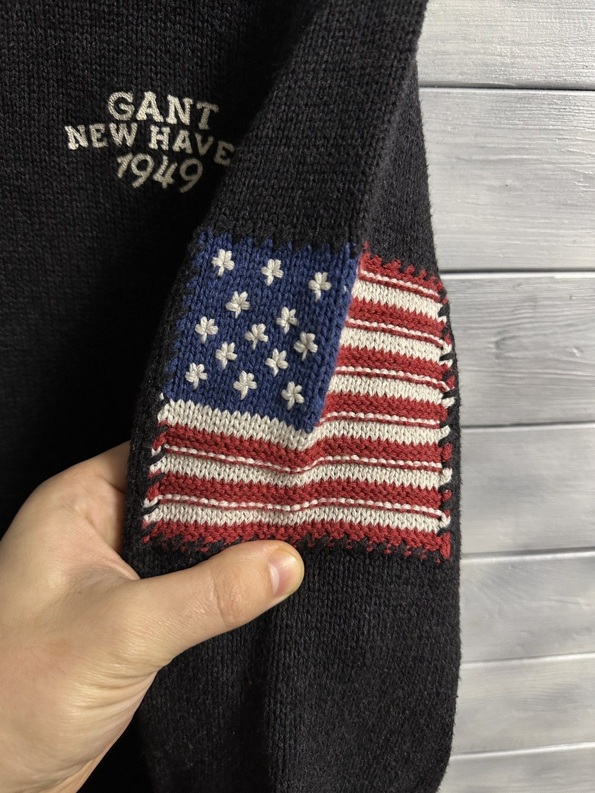 Gant Rare Vintage Knitted Zip Sweater Gant American Flag USA Size US L / EU 52-54 / 3 - 2 Thumbnail