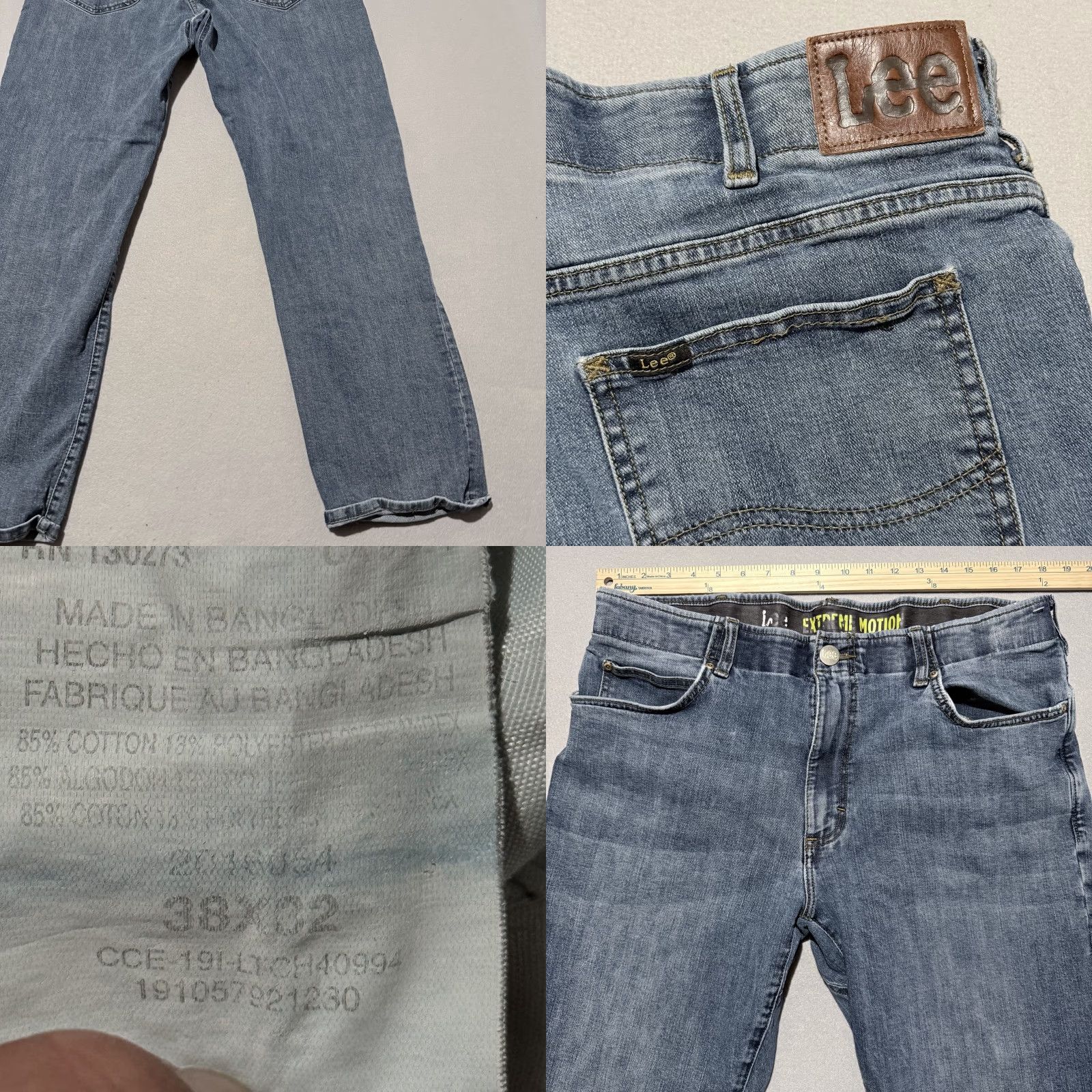 Lee Lee Jeans Men's Blue Denim Stretch Classic Straight 38x32 90s Y2K Vintage? (No) Size US 38 / EU 54 - 8 Thumbnail