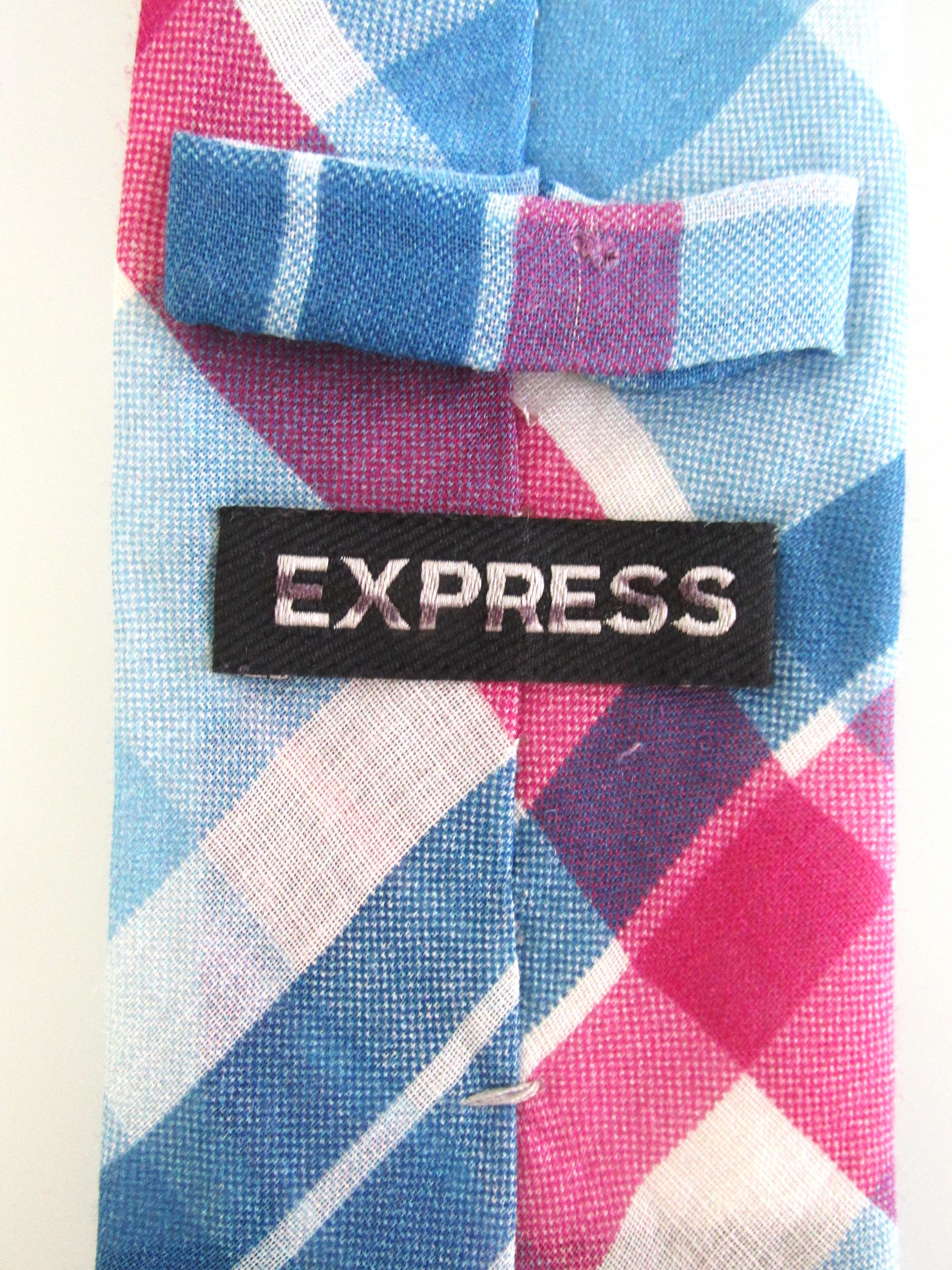 Express Express Men's Narrow Linen Plaid Tie Size ONE SIZE - 5 Thumbnail