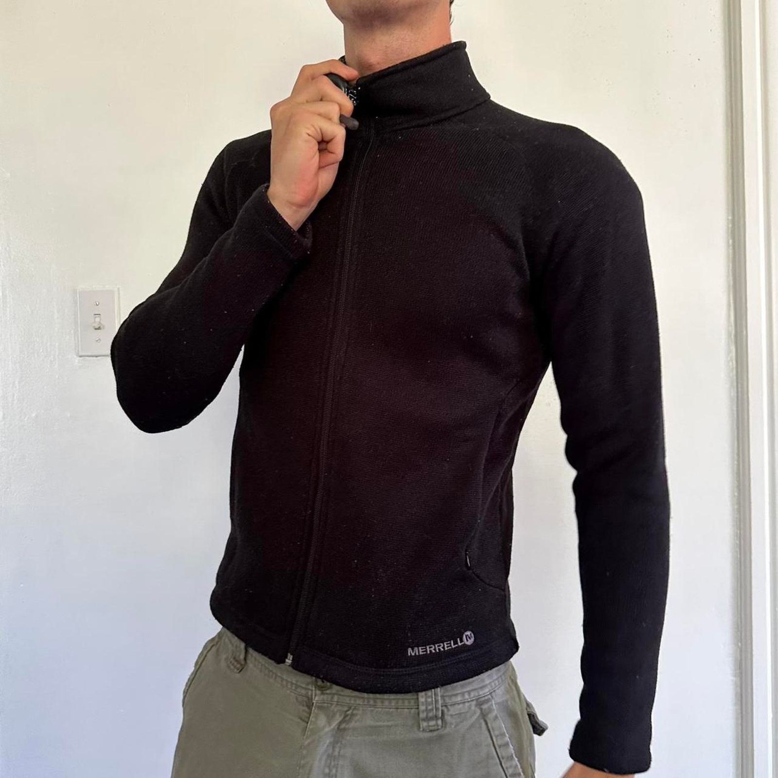 Merrell × Vintage Black Merrell Fitted Sporty Outdoors Zip Up Fleece Jacket Size S / US 4 / IT 40 - 3 Thumbnail