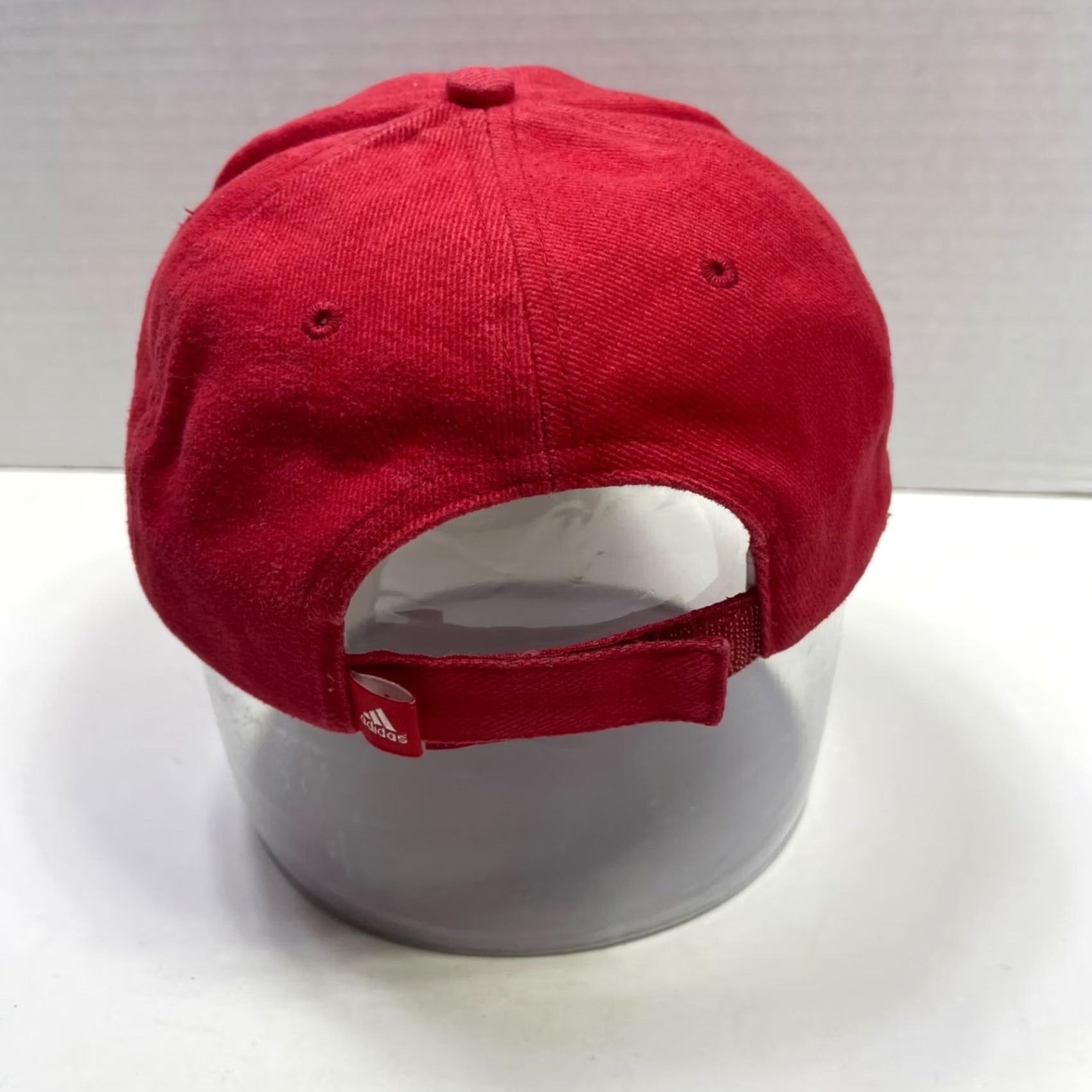 Adidas Adidas Hat Red Adjustable Strapback 3-D Logo Distressed Look Size ONE SIZE - 4 Thumbnail