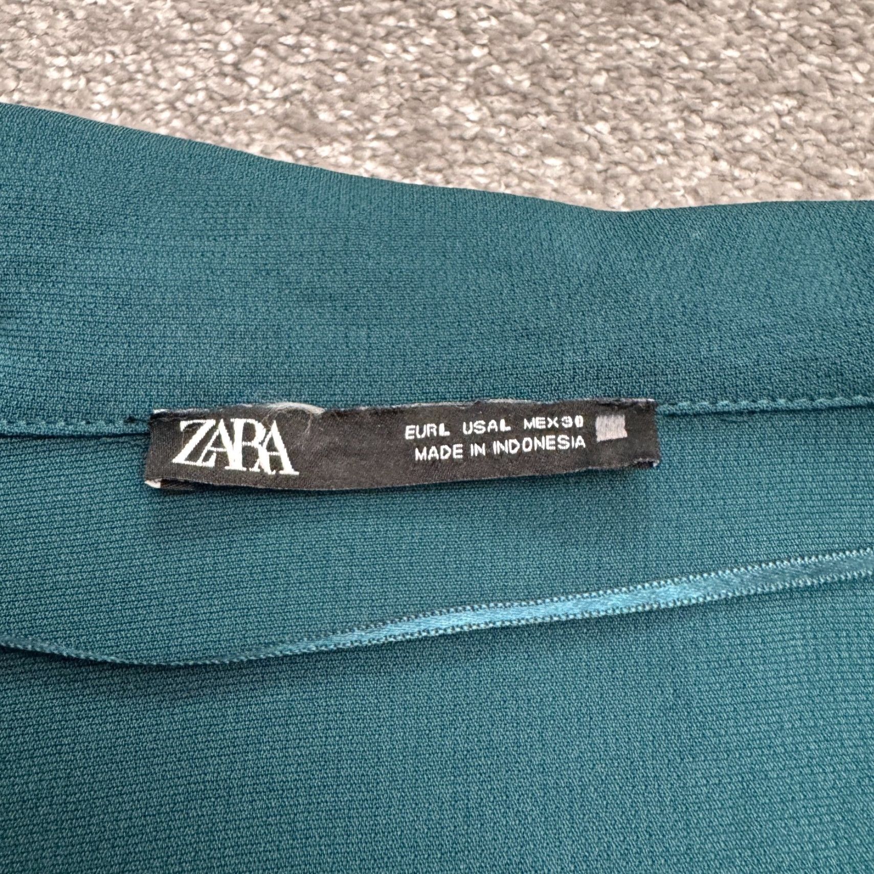 Zara Zara Collared V-Neck Midi Shift Dress Womens Large Teal Green 3/4 Sleeve Classic Size L / US 10 / IT 46 - 4 Thumbnail