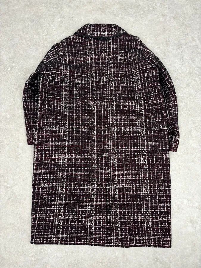 Prada AW2015 Prada Textured Black & Bordeaux Tweed Long Coat Size S / US 4 / IT 40 - 6 Thumbnail