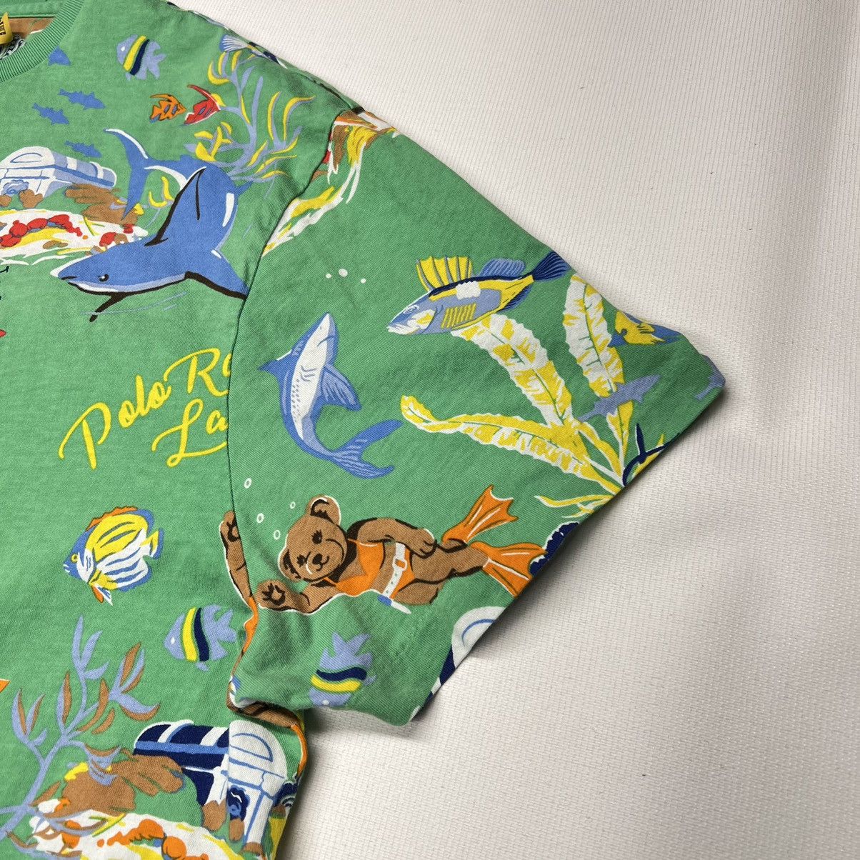 Polo Ralph Lauren Polo Ralph Lauren Tee Shirt Green Underwater Bear Fish Size US XXL / EU 58 / 5 - 2 Thumbnail